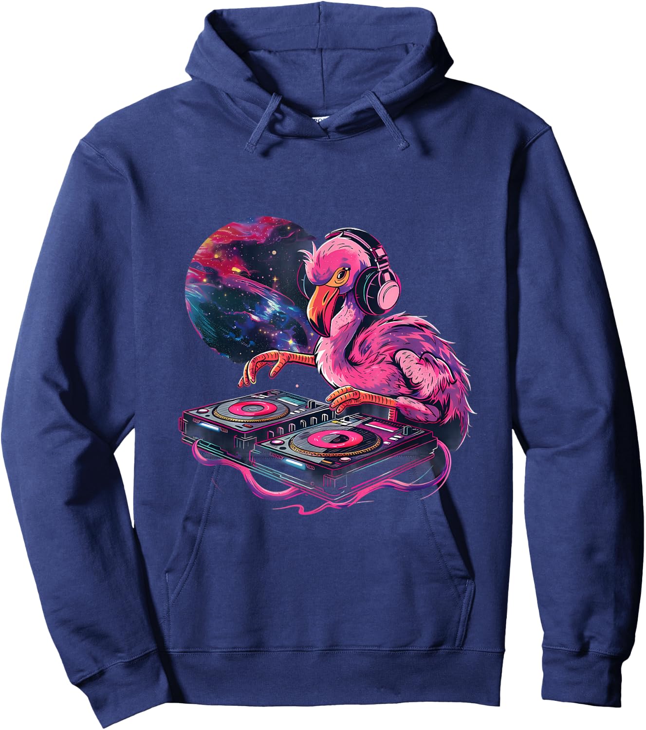 Flamingo DJ EDM Turntable DJ Flamingo Dance Club Beatmaker Hoodie - Hoodie | Navy