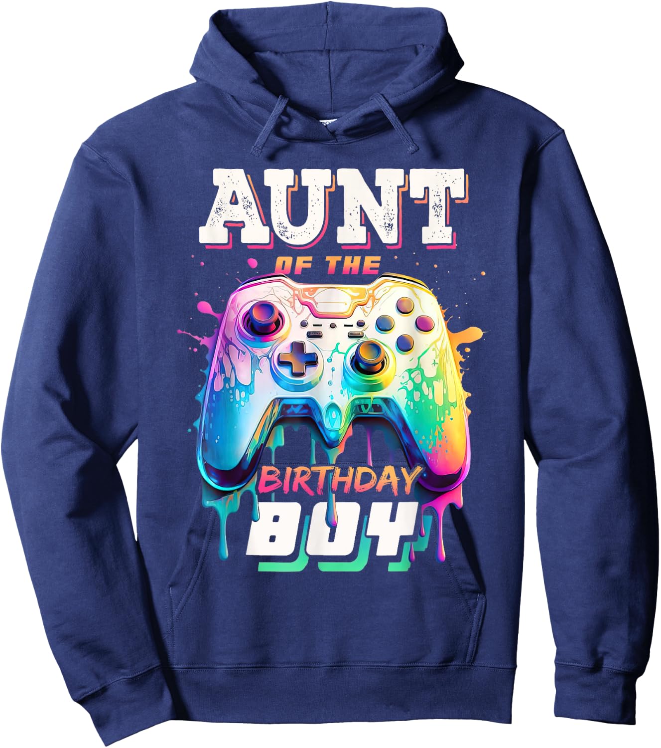 Aunt of the Birthday Boy Matching Video Game Birthday Party Hoodie - Hoodie | Navy