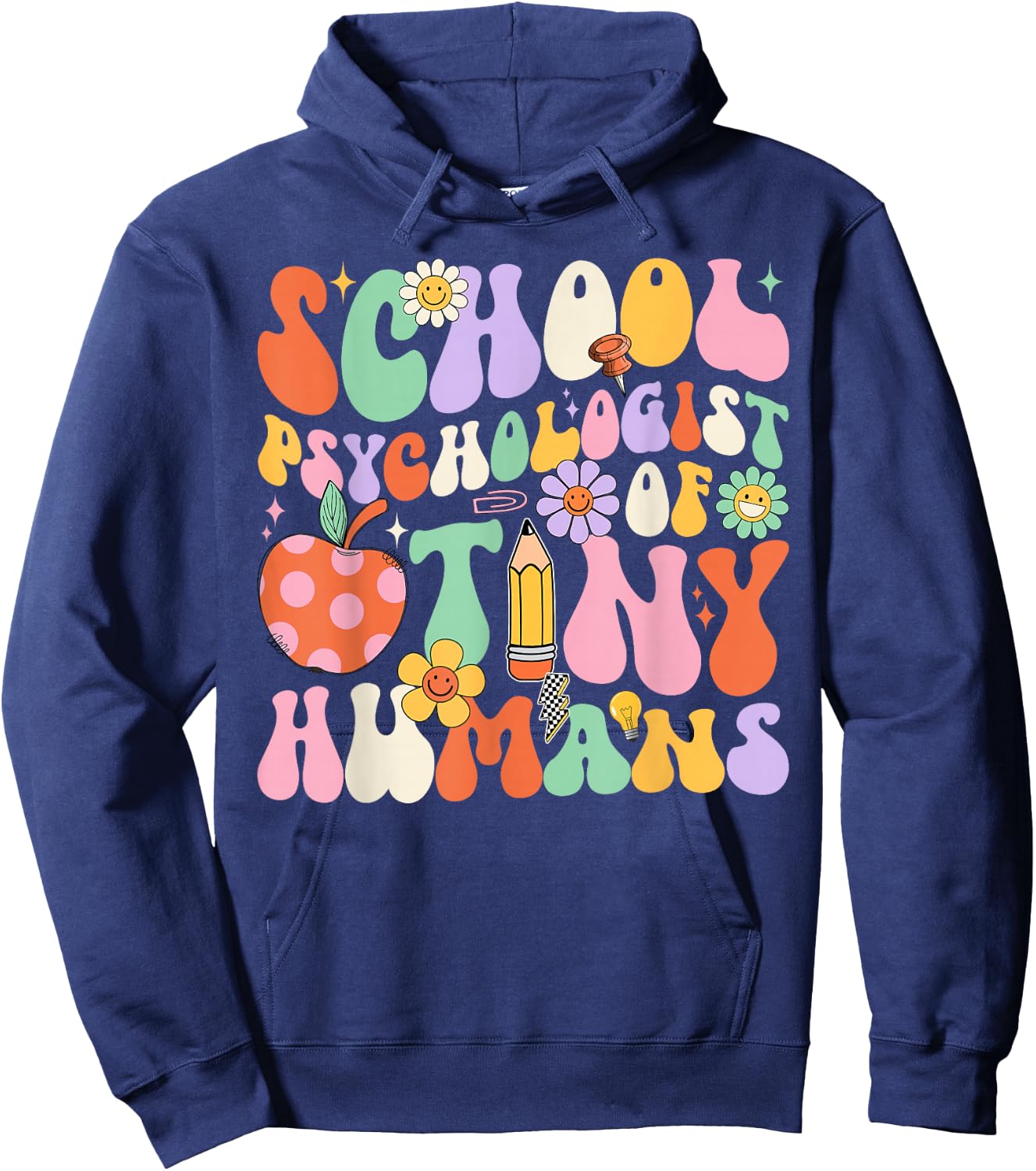 Groovy School Psychologist Of Tiny Humans Back To School Hoodie - Hoodie | Navy