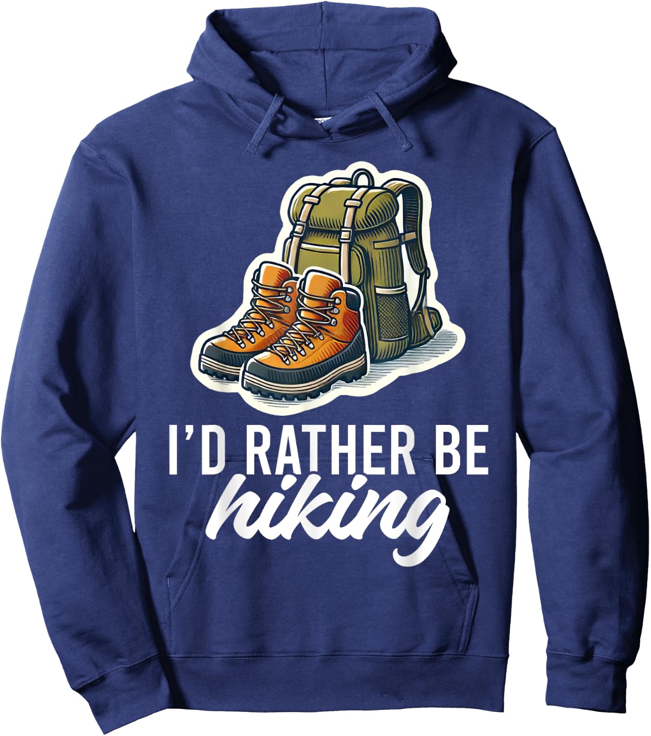 I'd Rather Be Hiking Mountain Hiking Nature Lover Graphic Hoodie - Hoodie | Navy