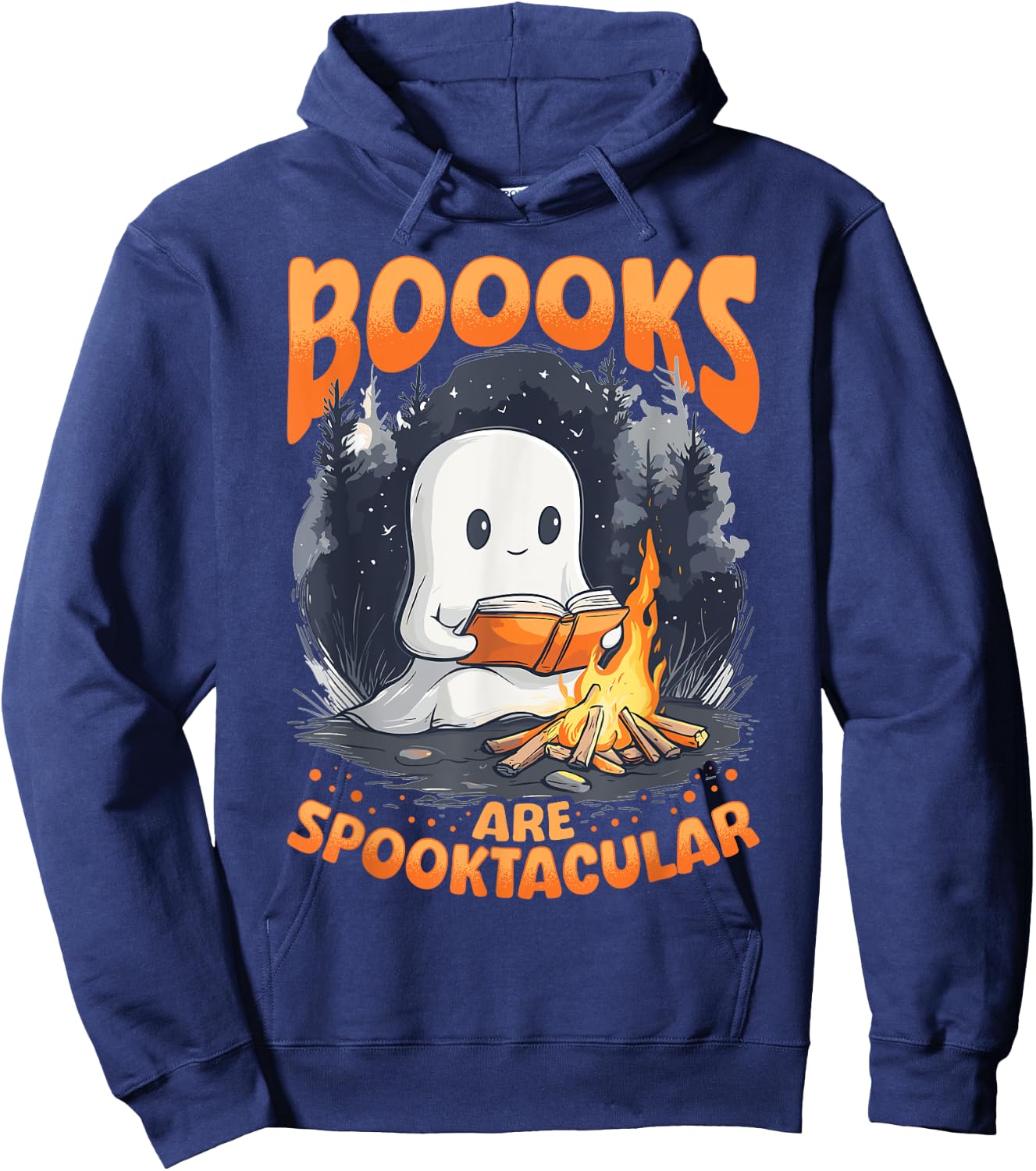 Funny Teacher Halloween Ghost Reading Book Animal Boooks Are Hoodie - Hoodie | Navy