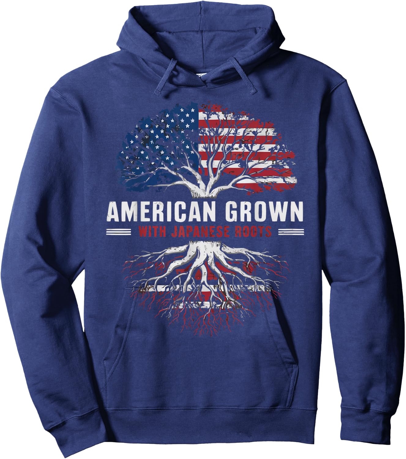 Half Japanese Half American USA Flag Japan America Hoodie - Hoodie | Navy