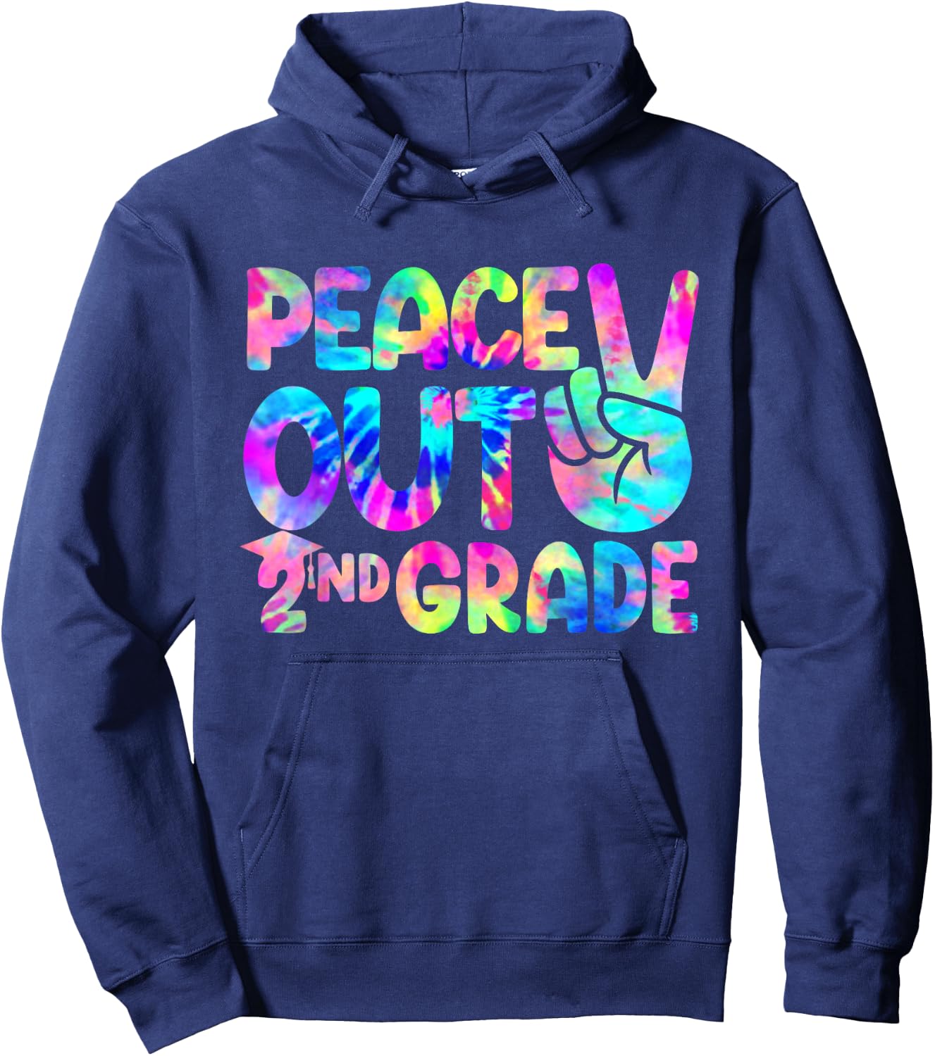 Peace Out 2nd Grade Happy Last Day Of School Tie Dye Kids Hoodie - Hoodie | Navy