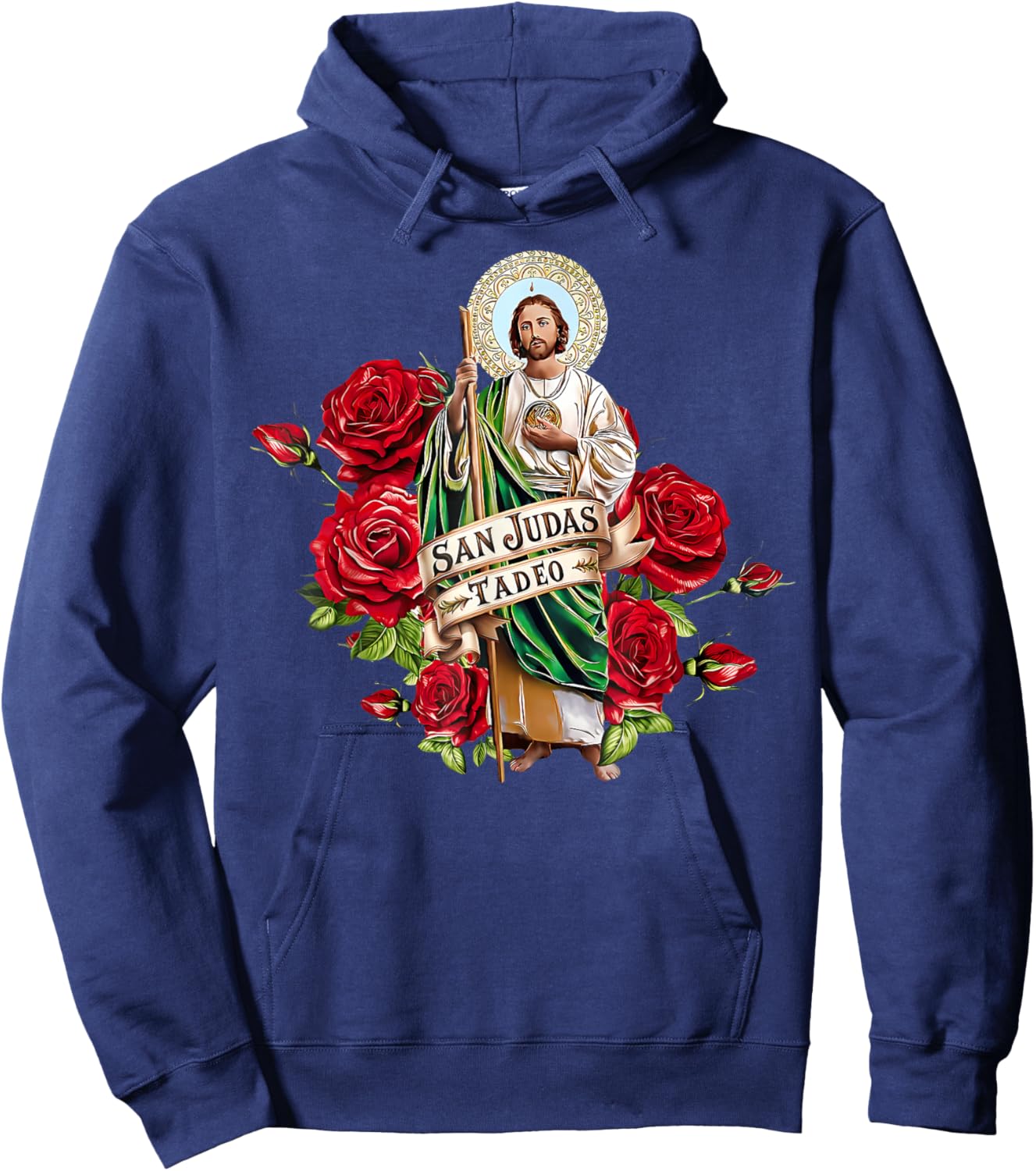 Girls Women Red Roses San Judas Tadeo Con Bandera De Mxico Hoodie - Hoodie | Navy