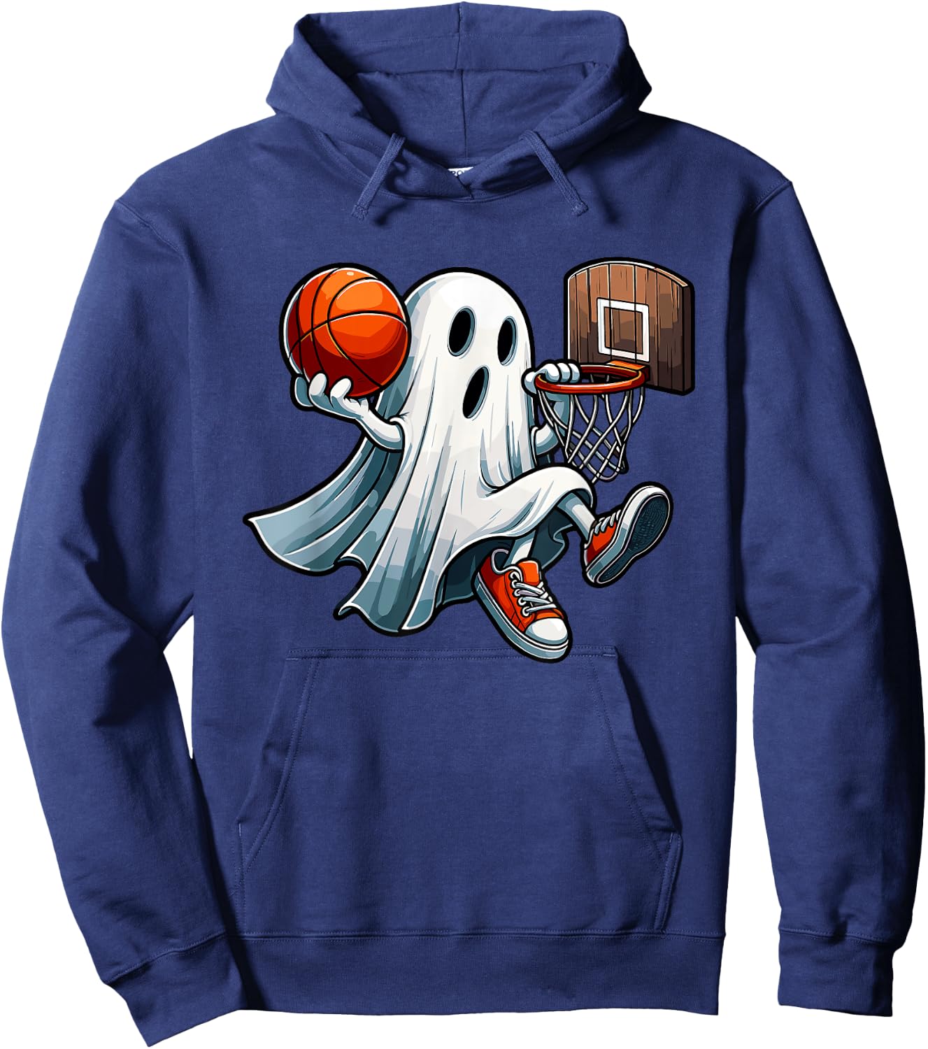 Ghost Playing Basketball Dunk Halloween Costume Sports Lover Hoodie - Hoodie | Navy