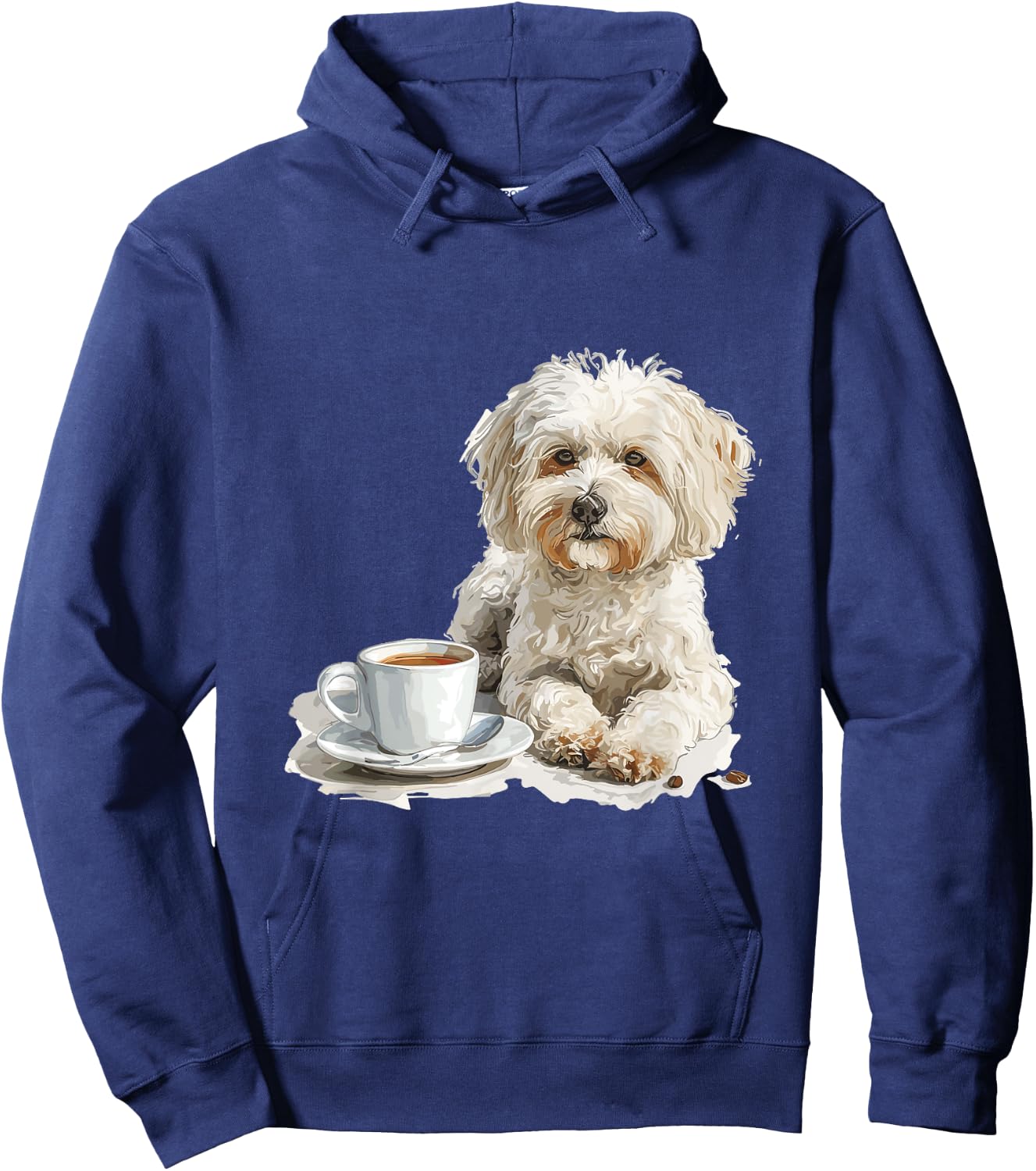 Cute Maltipoo with a Cup of Coffee Maltipoo Hoodie - Hoodie | Navy