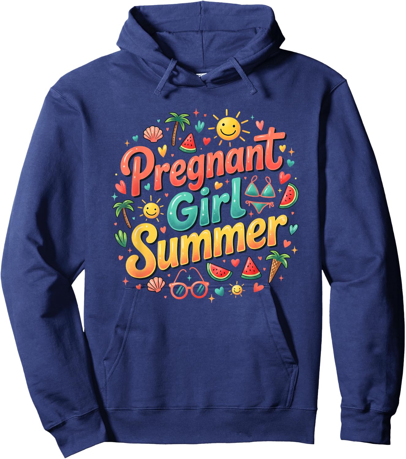 Pregnant Girl Summer Funny Baby Announcement Cute Mom Humor Hoodie - Hoodie | Navy