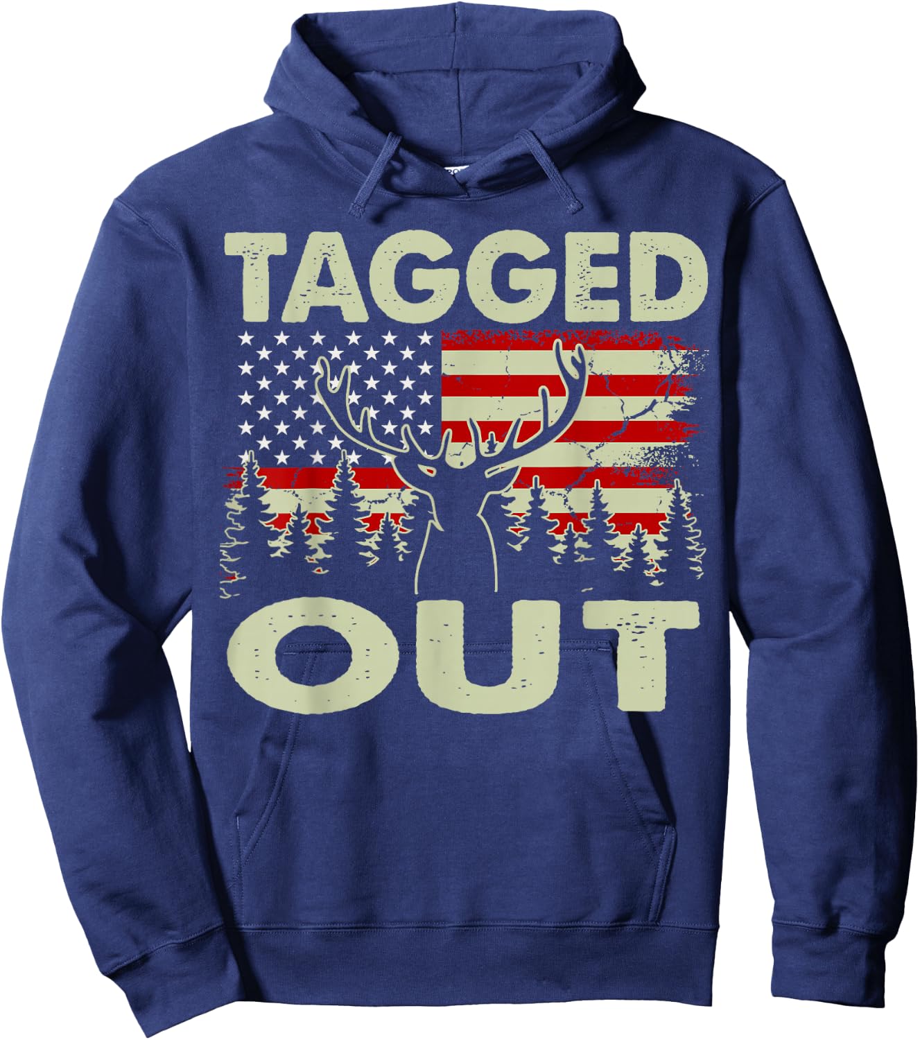 Tagged Out Funny Deer Hunting Gift Dad Hunter Son Daughter Hoodie - Hoodie | Navy