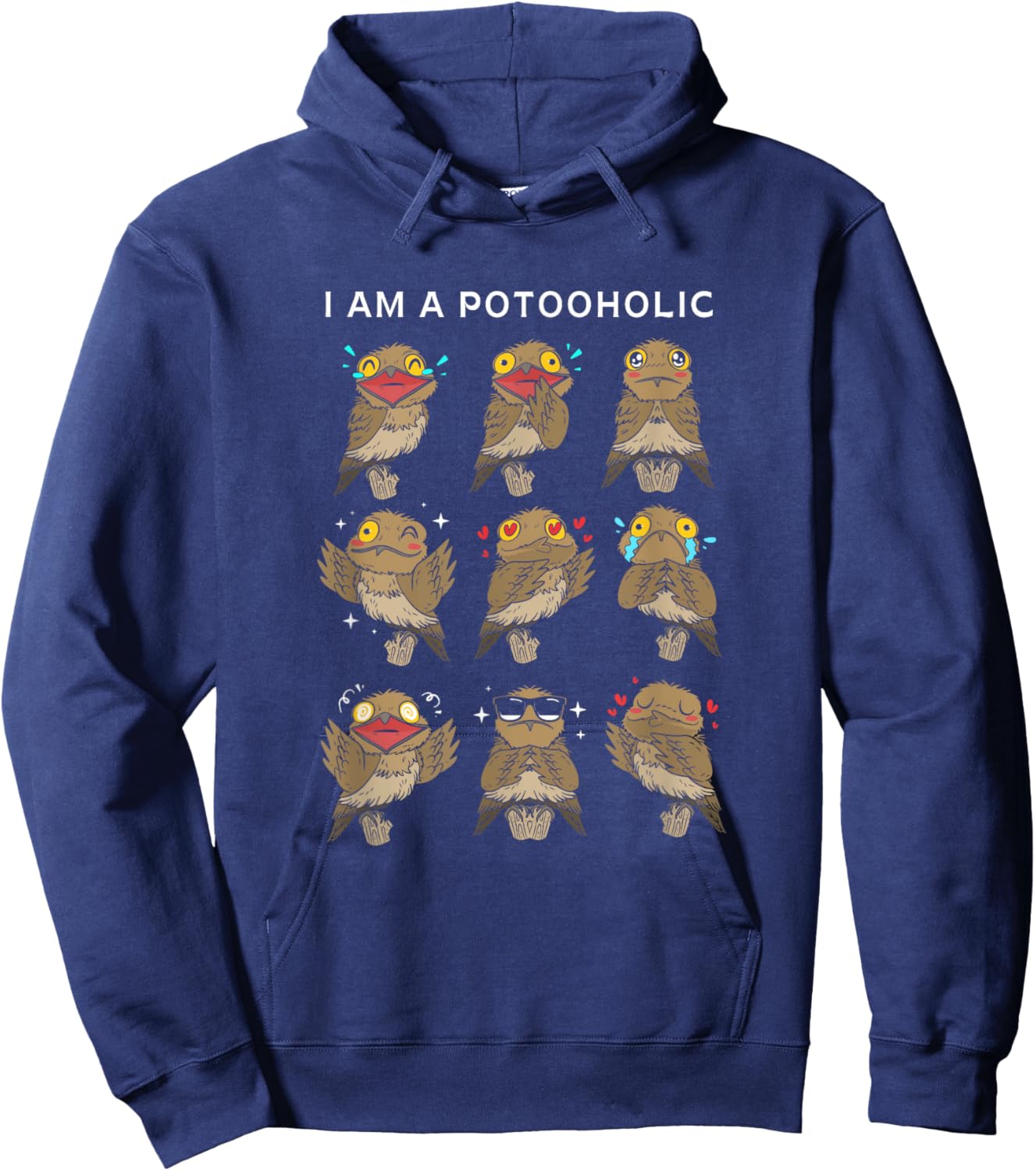 Funny Potoo Bird Watching Gifts For Potoos Lovers -Adult Classic Fit Black Short Sleeve Hoodie - Hoodie | Navy