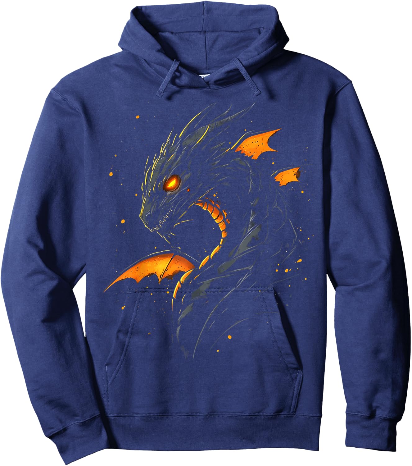 Black Dragon Motif Mythical Artwork Black Dragon Hoodie - Hoodie | Navy
