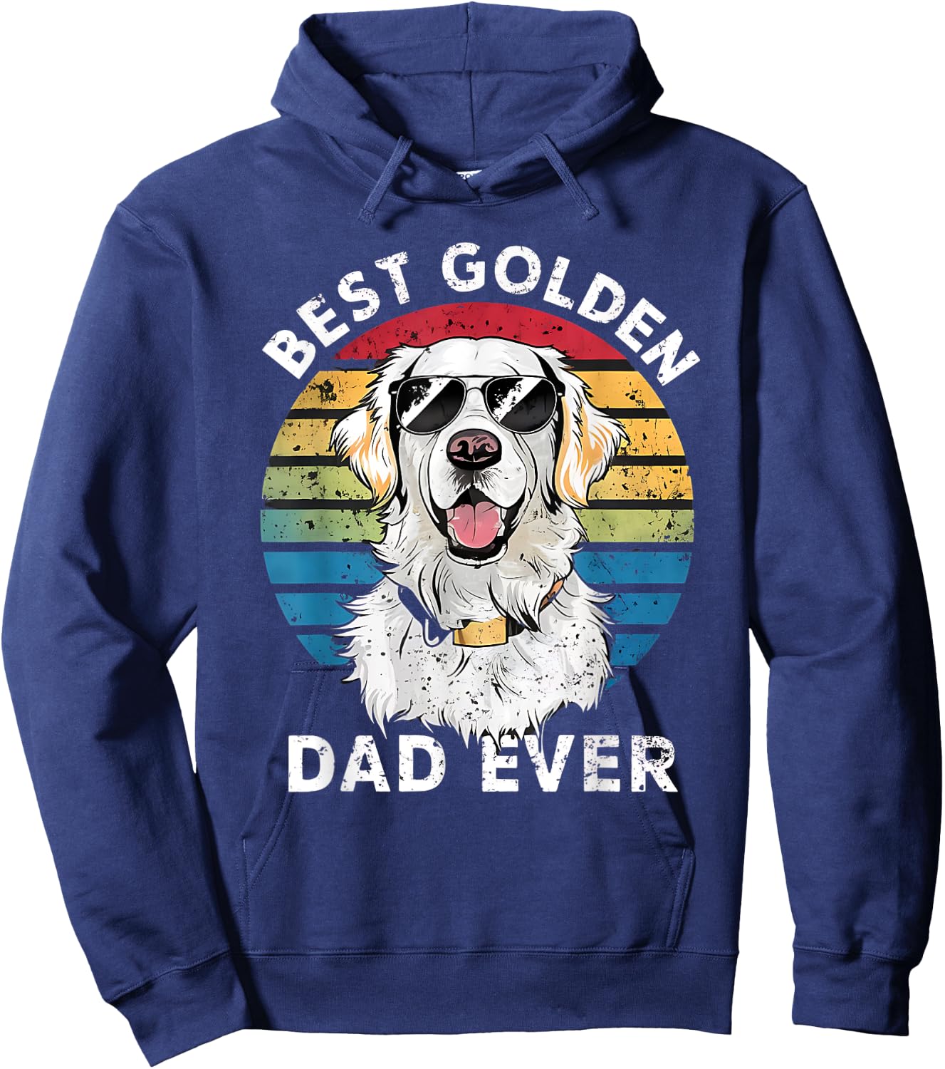 Best Golden Dad Ever White English Cream Golden Retriever Hoodie - Hoodie | Navy