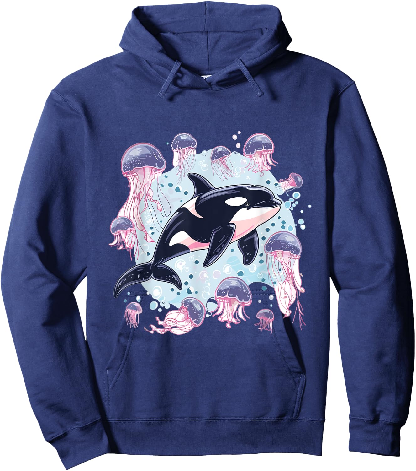 Orca Whale Jellyfish Graphic Hoodie - Hoodie | Navy