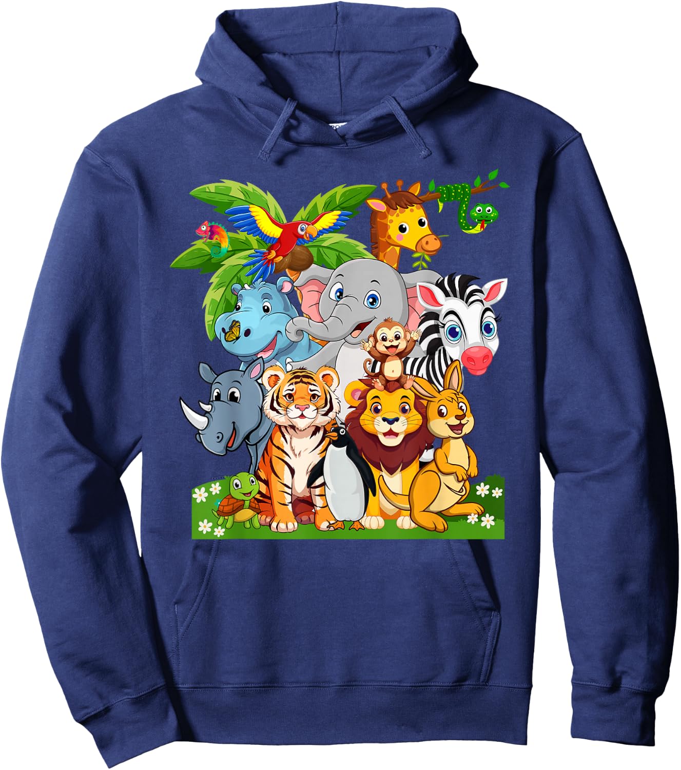 14 Animals Wildlife Birthday Party Safari Off To The Zoo Hoodie - Hoodie | Navy