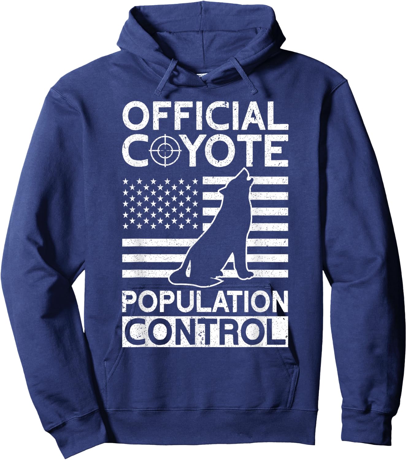 Official Coyote Population Control Yote Funny Coyote Hunting Hoodie - Hoodie | Navy