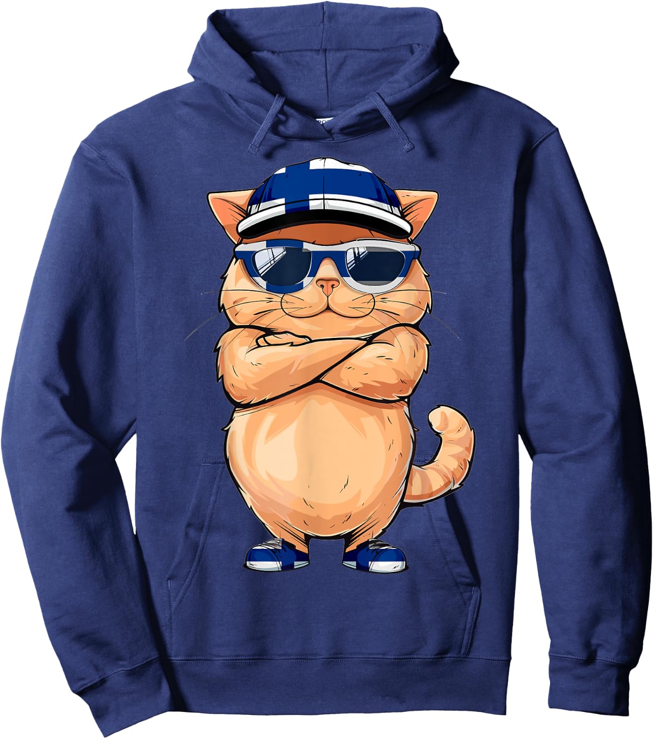 Finnish Flag Cat Mom Souvenirs Products Kitten Finland Hoodie - Hoodie | Navy