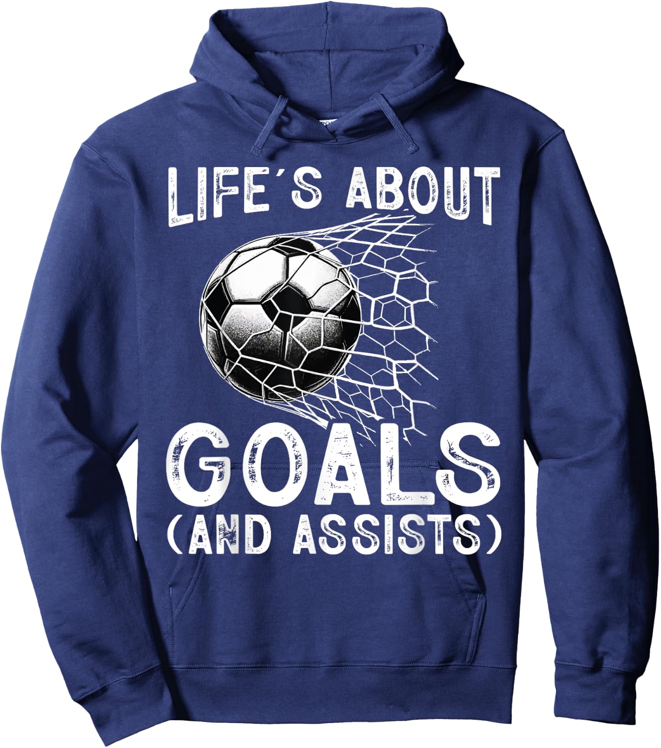 Life Is About Goals Assists Funny Soccer Player Men Women Hoodie - Hoodie | Navy