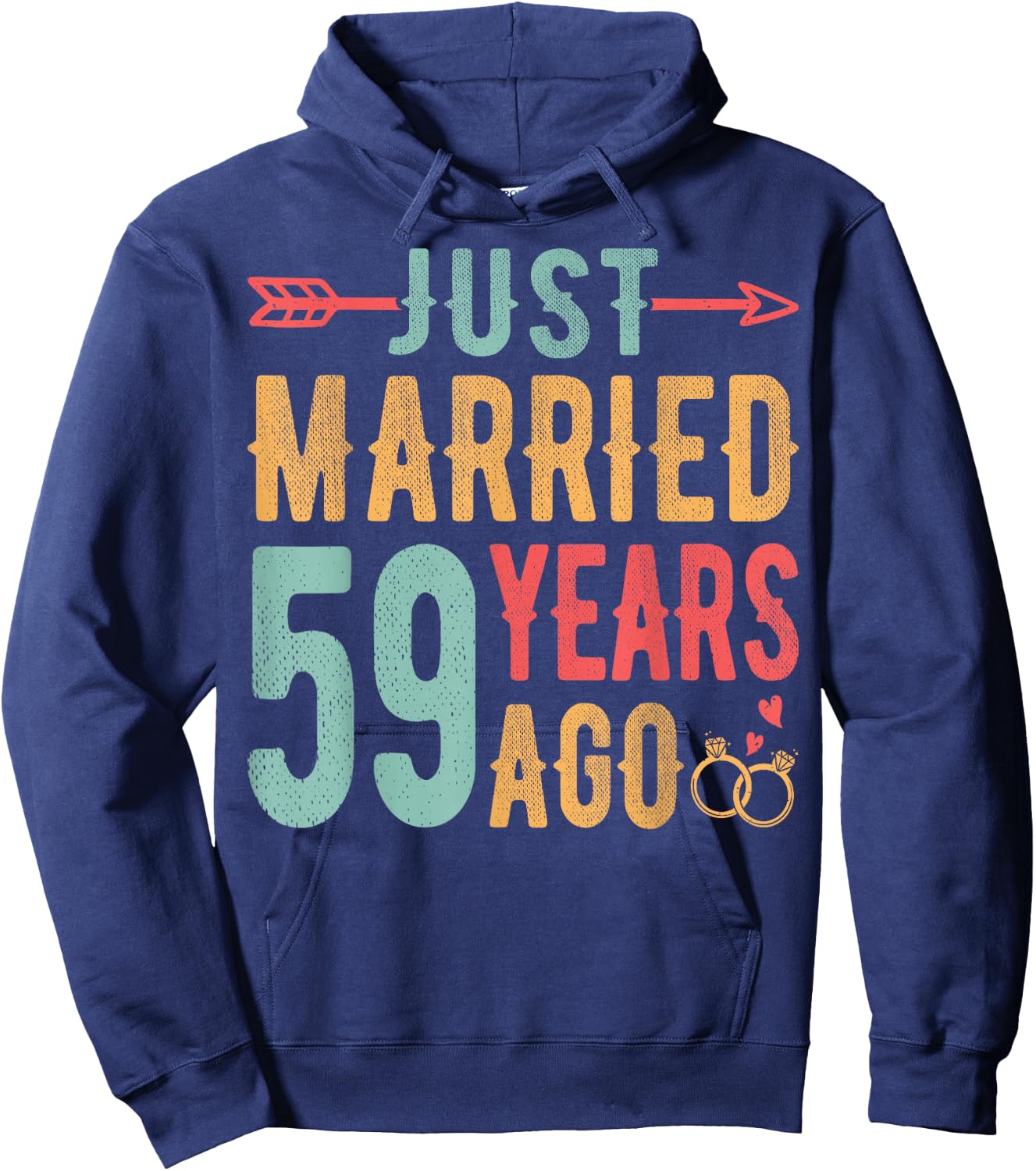 Just Married 59 Years Ago - 59th Wedding Anniversary Couple Hoodie - Hoodie | Navy