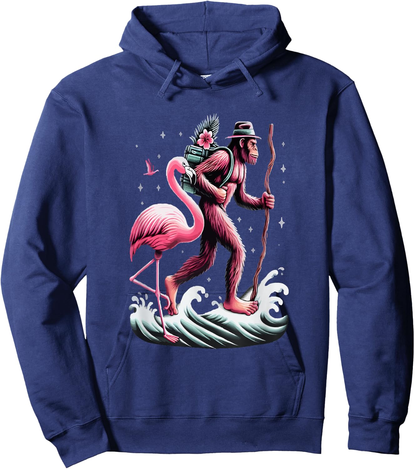 Flamingo Bigfoot Back To School Hoodie - Hoodie | Navy