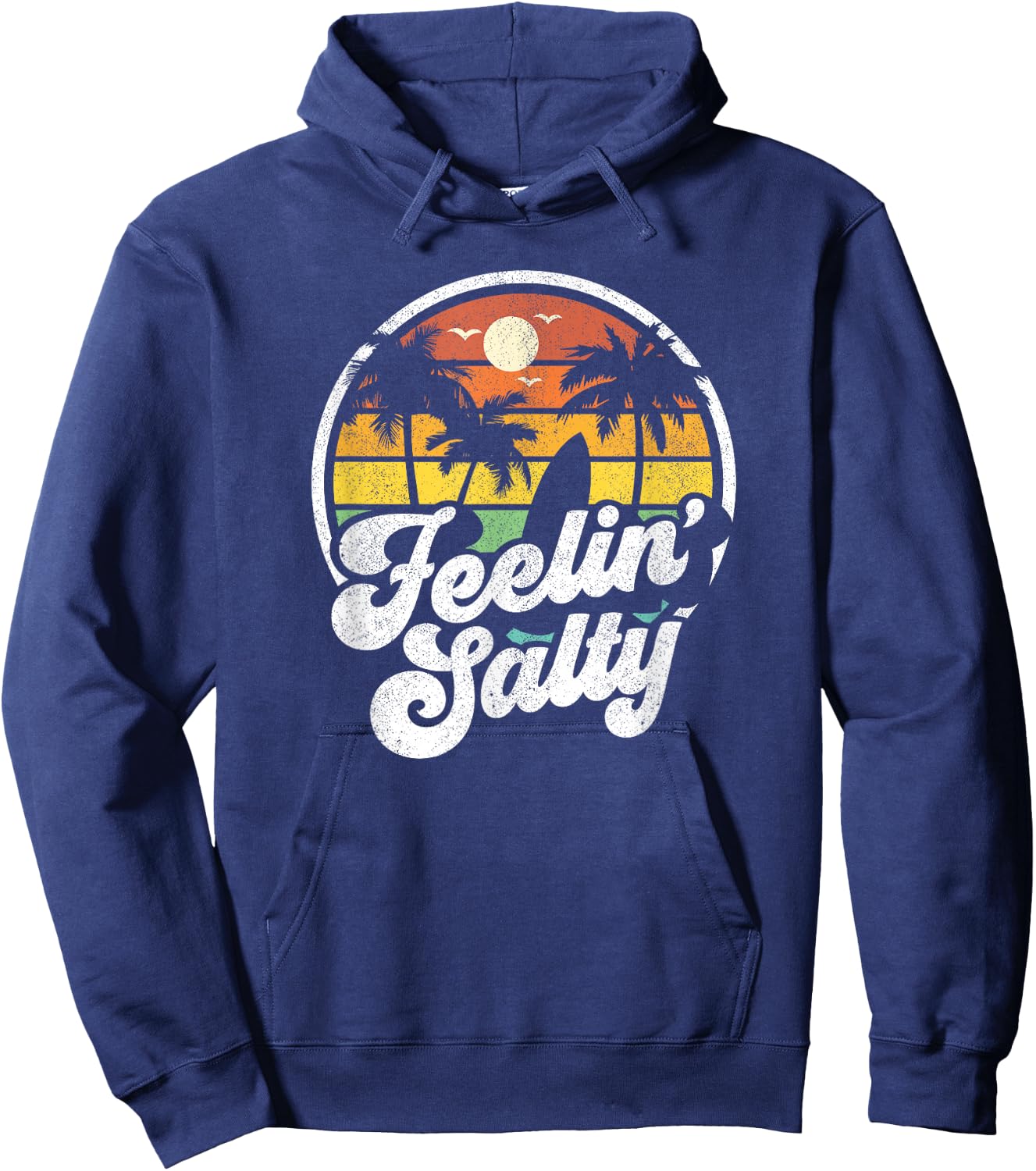 Feeling Salty Island Vacation Surfing Palm Retro Beach Gift Hoodie - Hoodie | Navy