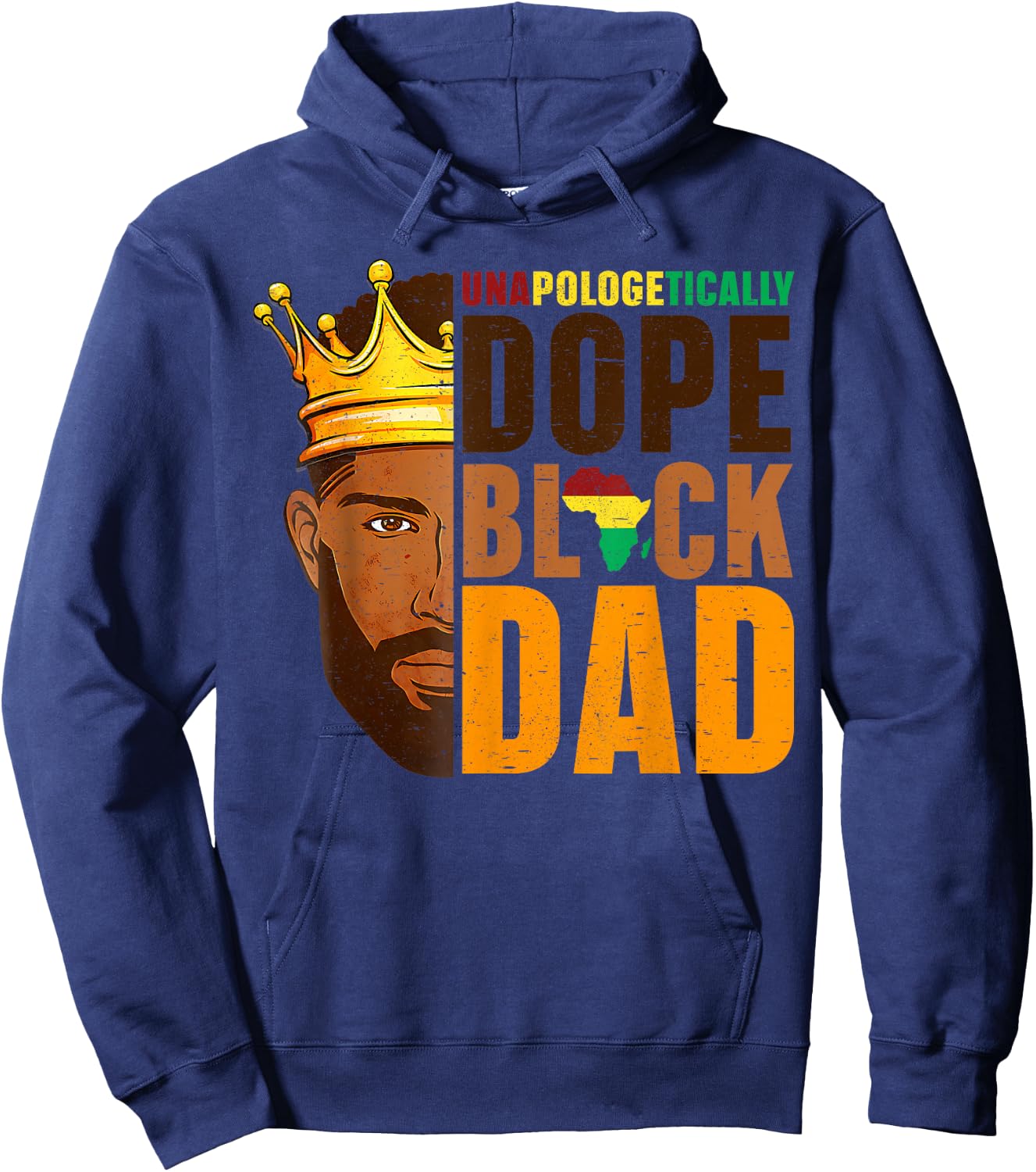 Dope Black Dad Afro American African Fathers Day Juneteenth Hoodie - Hoodie | Navy