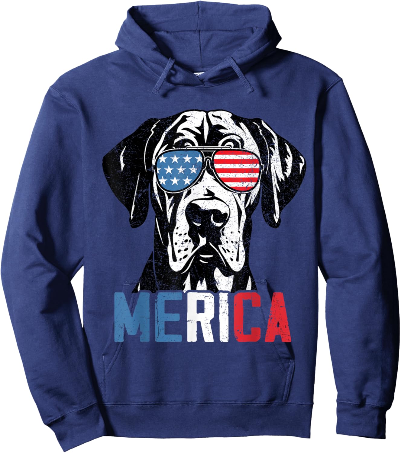 Patriotic Great Dane Dog Merica 4th Of July Funny Hoodie - Hoodie | Navy