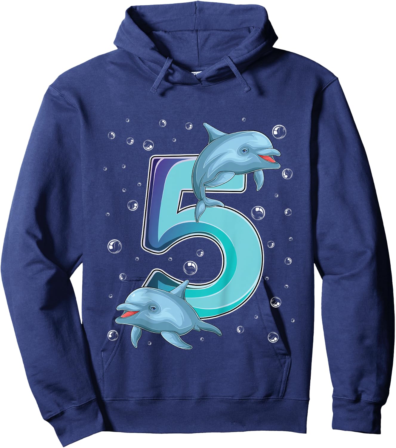 5 Year Old Dolphin 5th Birthday Girl Party Dolphin Lover Hoodie - Hoodie | Navy