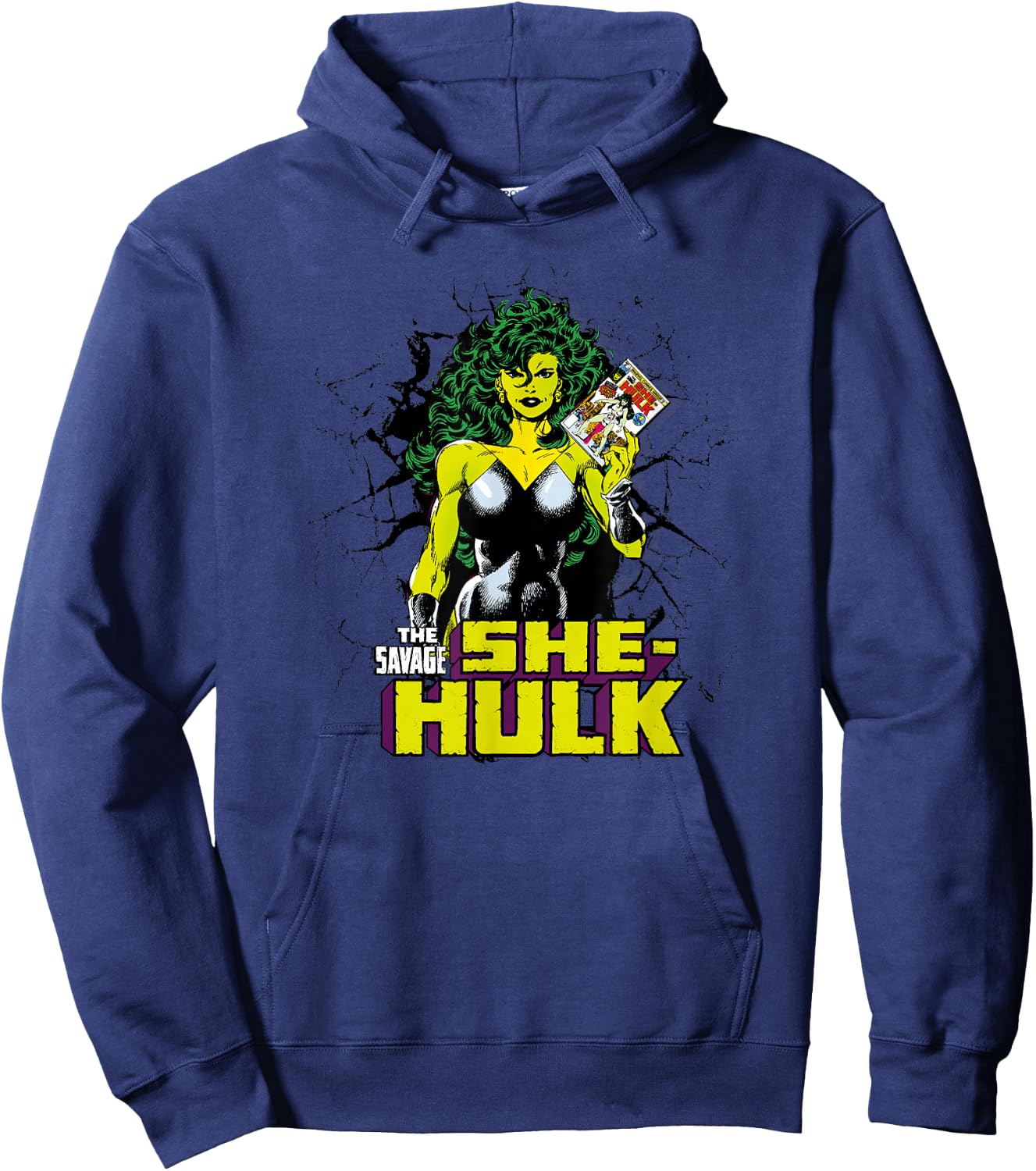 Marvel She-Hulk The Savage Vintage Comic Breakthrough Hoodie - Hoodie | Navy