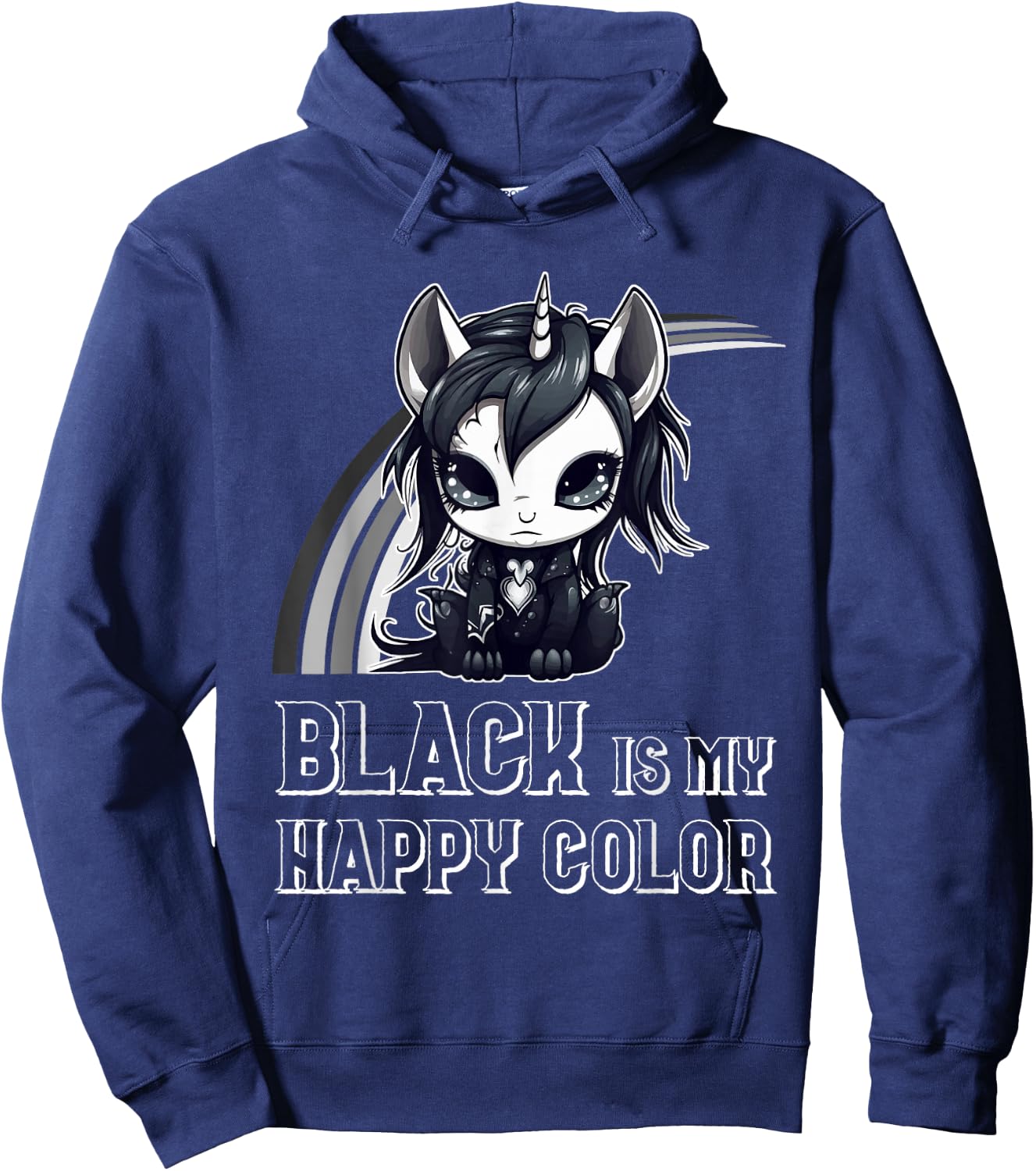 Black is My Happy Color Goth Girl Emo Gothic Unicorn Hoodie - Hoodie | Navy