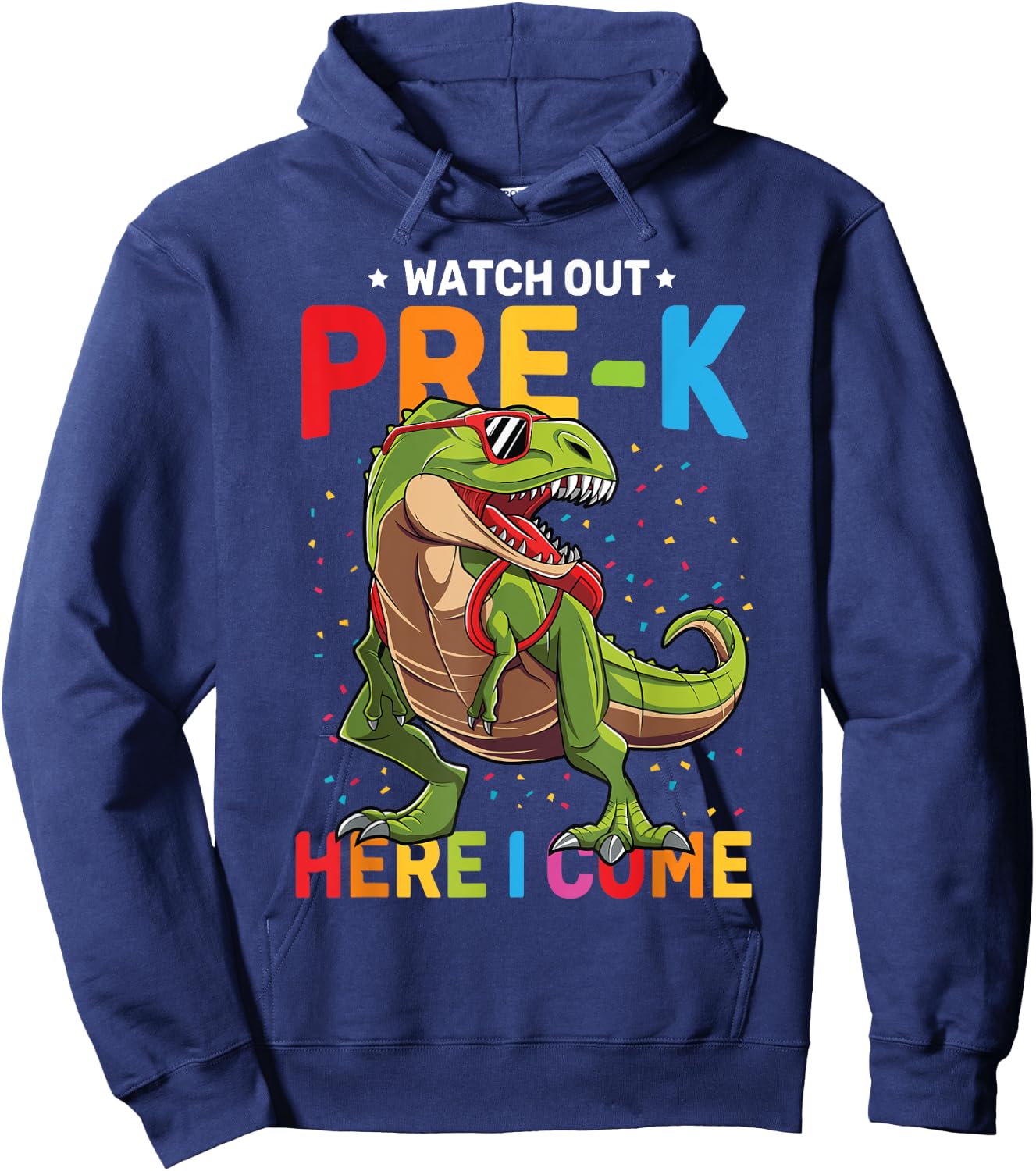 Watch Out Pre-K Here I Come Dinosaur Back to School Boys Hoodie - Hoodie | Navy