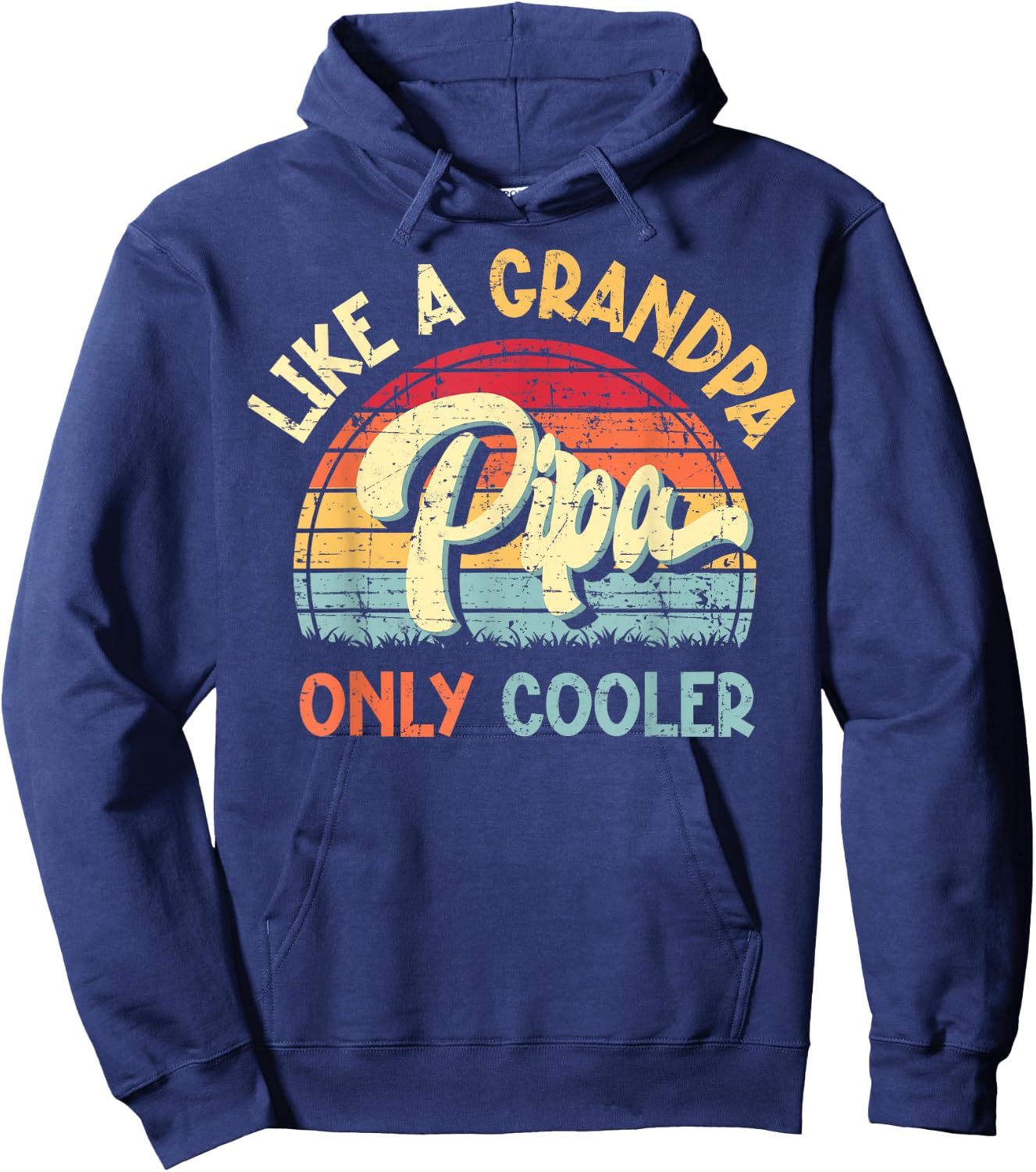 Pipa Like a Grandpa Only Cooler Vintage Fathers Day Funny Hoodie - Hoodie | Navy
