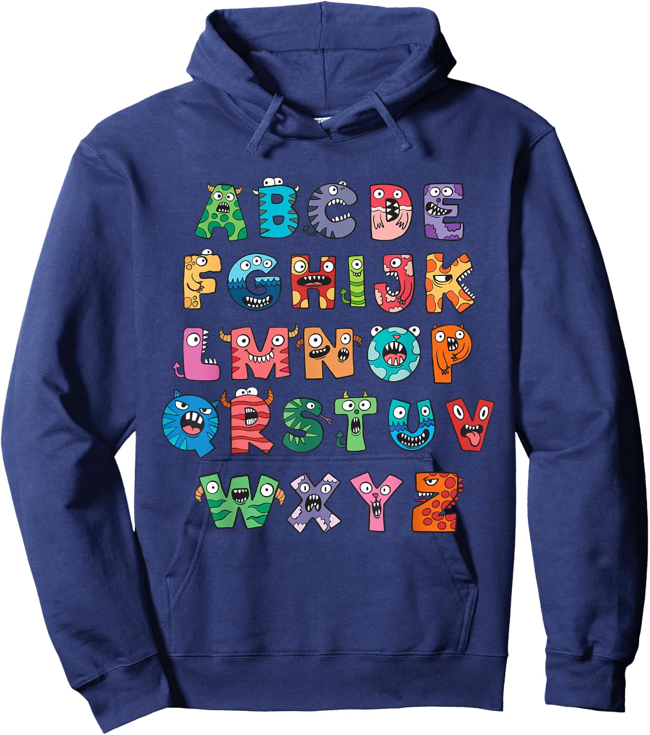 Monster Alphabet Fun Colorful Educational Kids Hoodie - Hoodie | Navy
