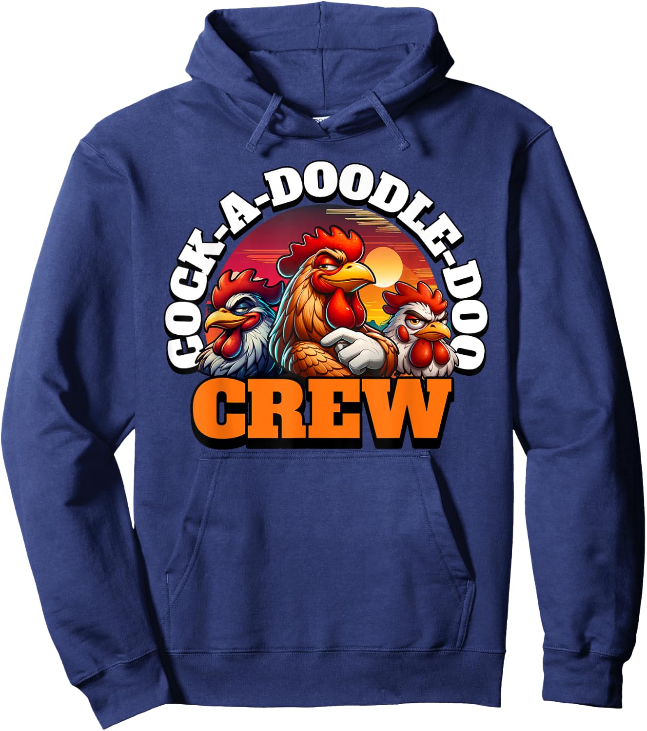 Funny Rooster Cock-a-doodle-doo Crew Hoodie - Hoodie | Navy