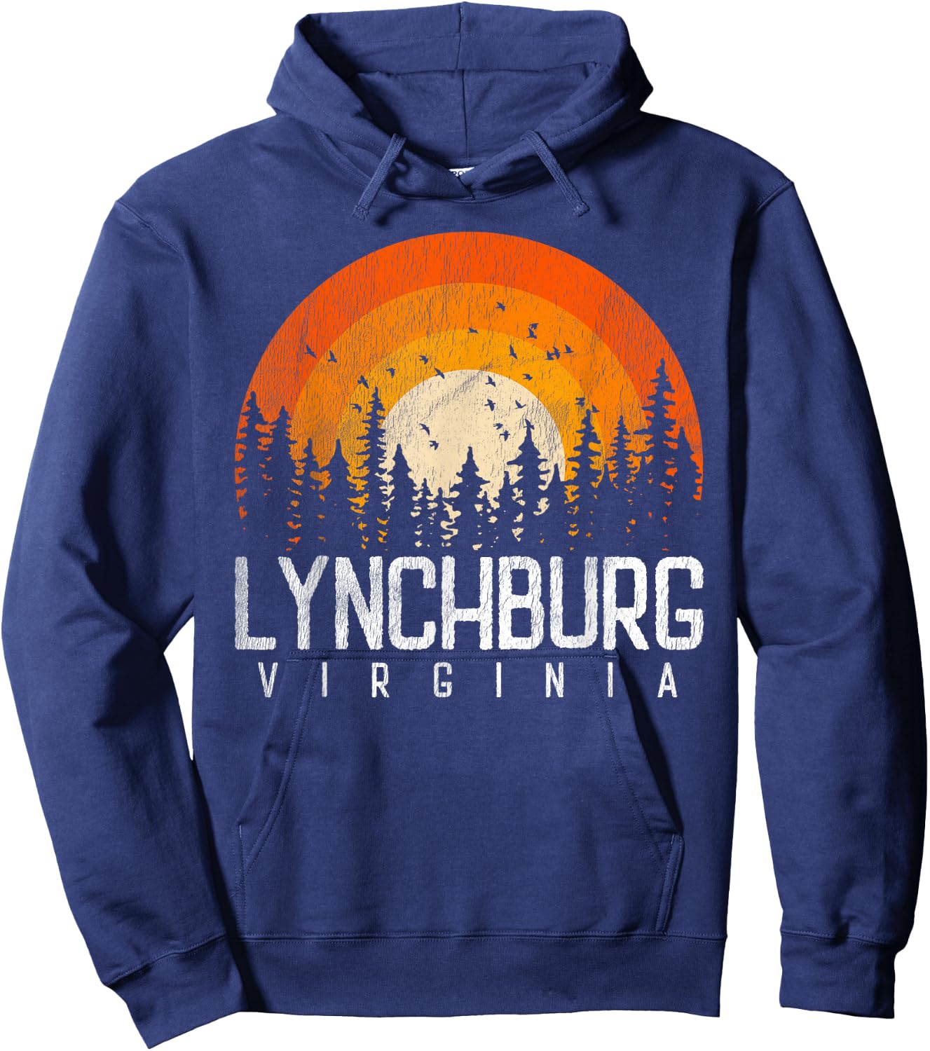 Lynchburg Virginia VA Shirt Vintage 70s 80s 90s Retro Gift Hoodie - Hoodie | Navy