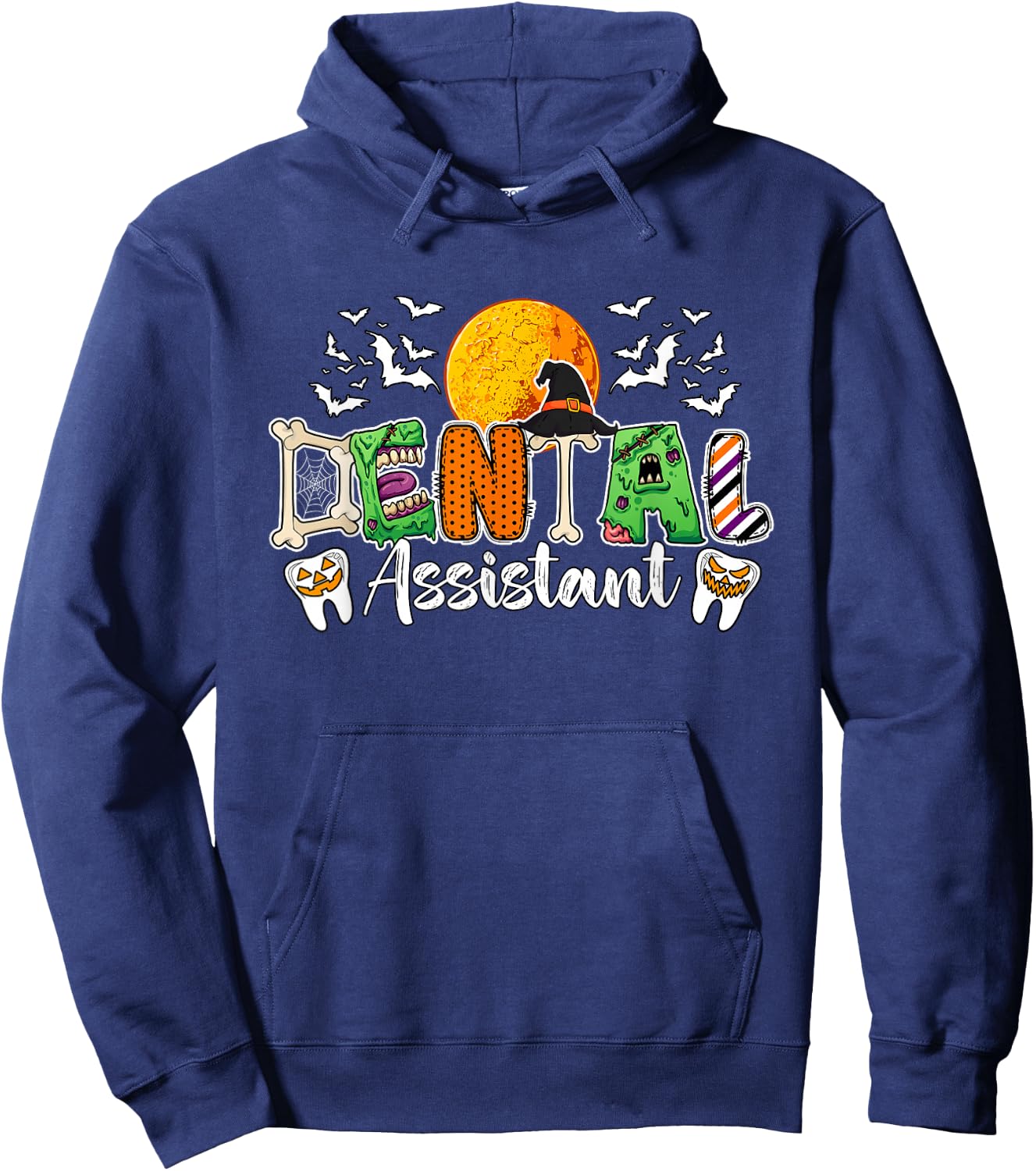Dental Assistant Job Halloween Zombies Witch Costume Team Hoodie - Hoodie | Navy