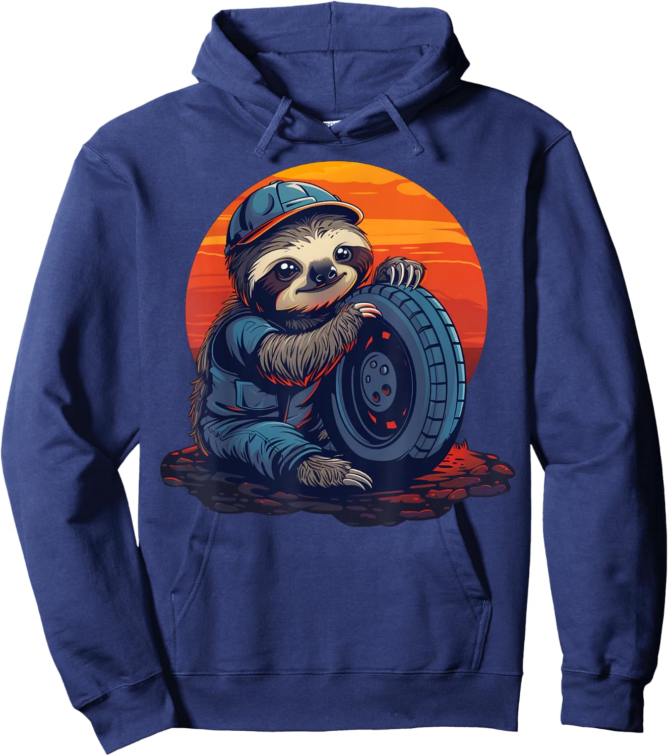 Funny Lazy Sloth Automotive mechanic Hoodie - Hoodie | Navy