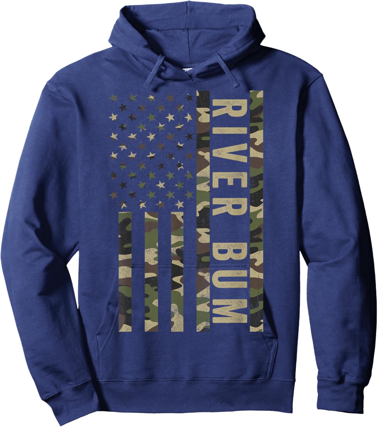 River Bum American Flag, River Enthusiasts, River Bum Hoodie - Hoodie | Navy
