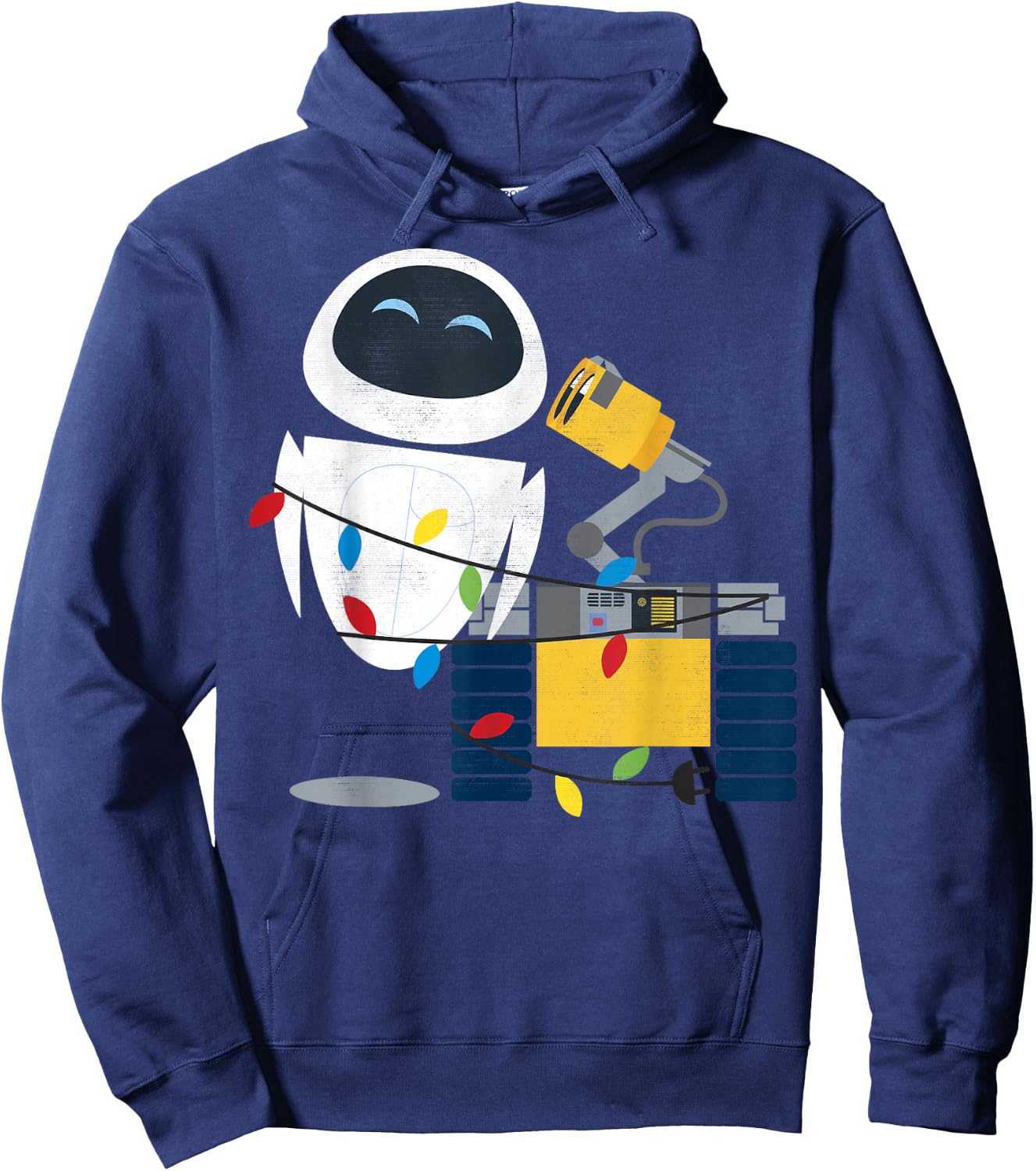 Disney Pixar Wall-E Eve Christmas Light Wrap Graphic Short Sleeve Hoodie - Hoodie | Navy
