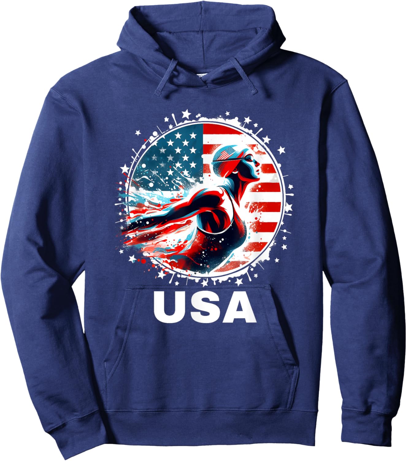 Swimming United States Women Team American Flag Swimming Hoodie - Hoodie | Navy