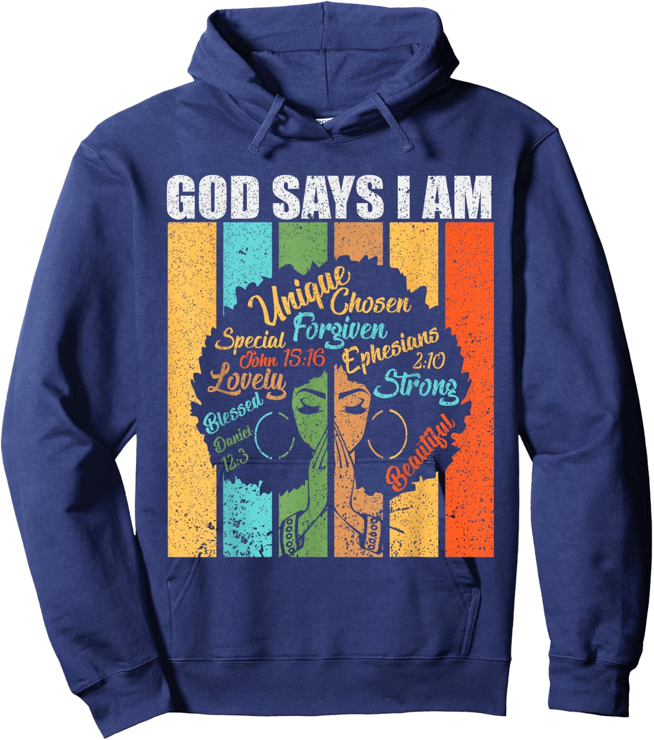 God Says I Am Melanin Pride Black Girl Black History Month Hoodie - Hoodie | Navy