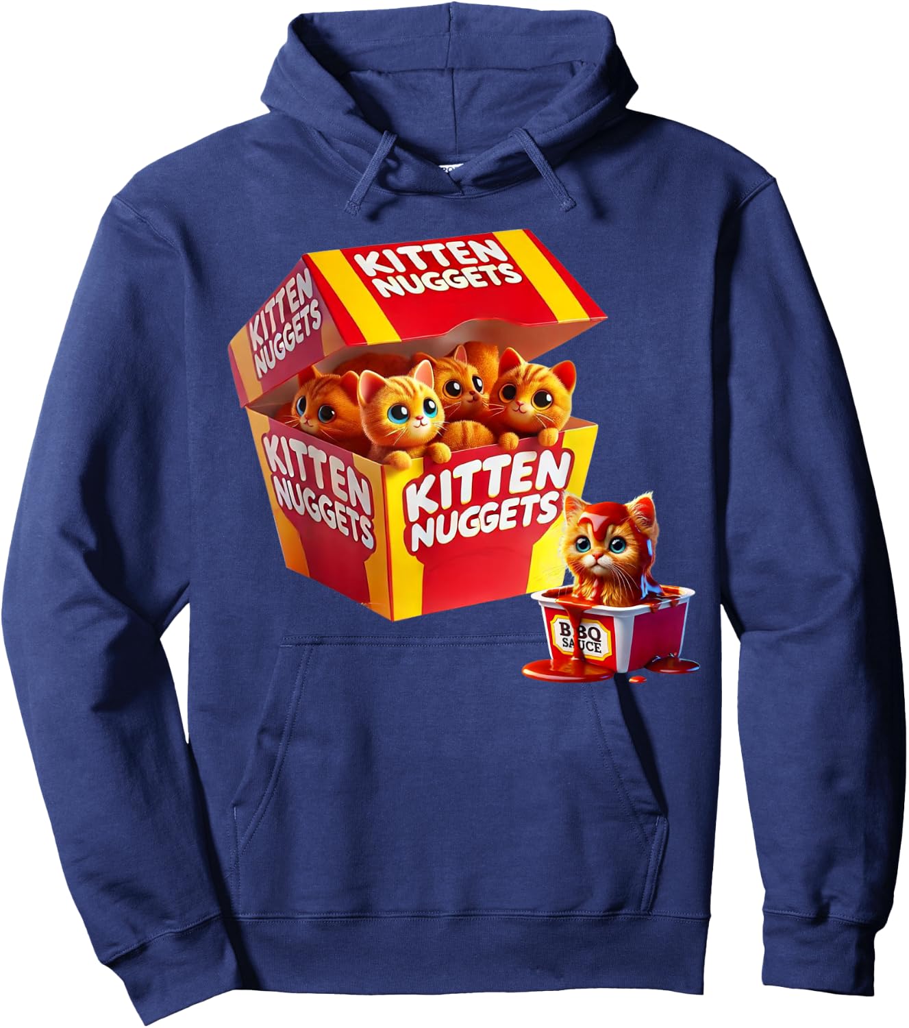 Funny Cat Owner Cute Gifts Kitten Nuggets Cat Lover Gift Food Pun Chicken Nuggets Hoodie - Hoodie | Navy