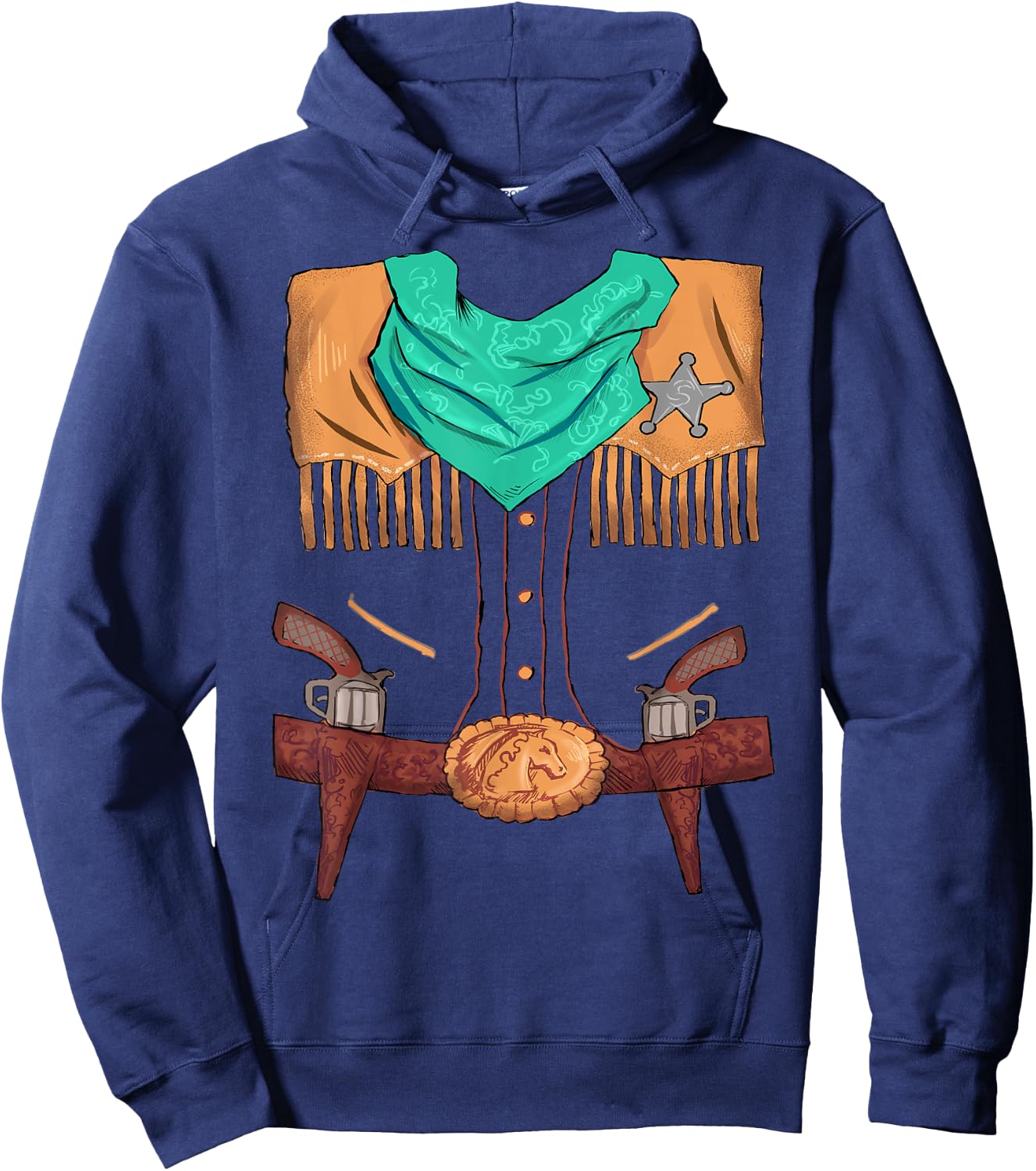 Funny Cowboy Western Halloween Costume Sheriff Vest Outfit Hoodie - Hoodie | Navy