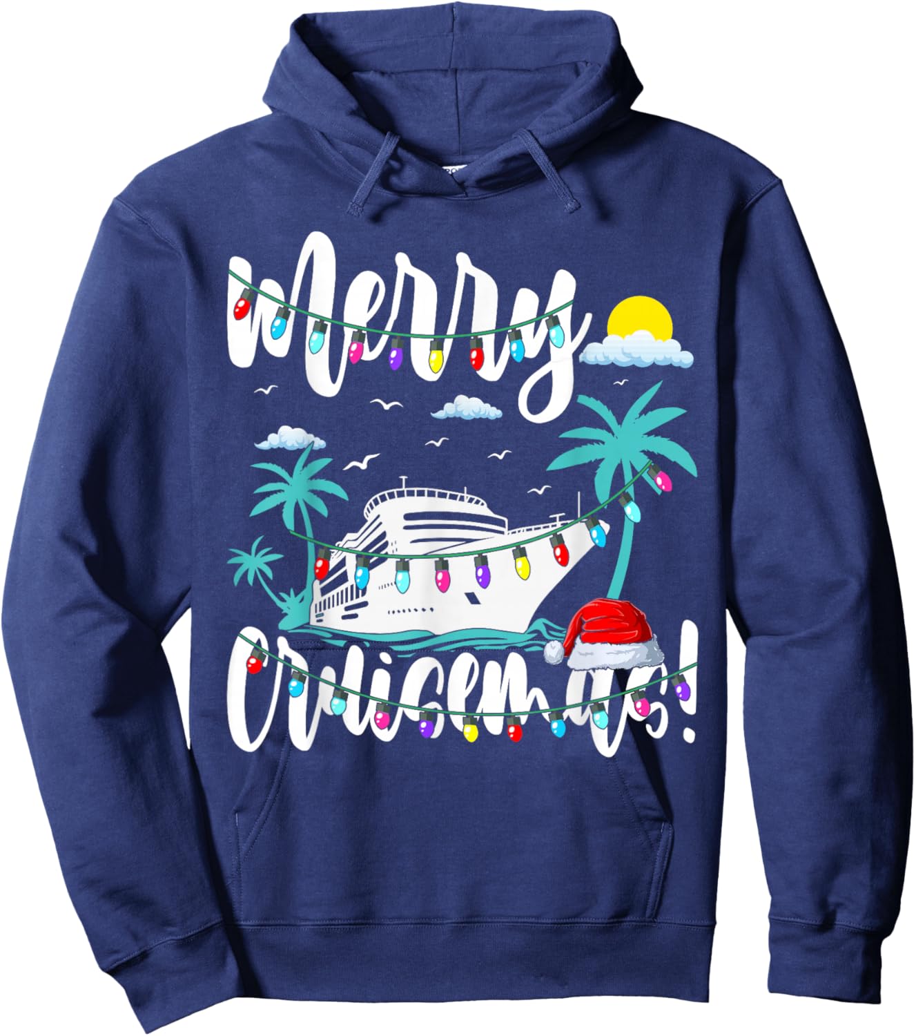 Tropical Heartbeat Christmas Cruise Merry Cruisemas Hoodie - Hoodie | Navy