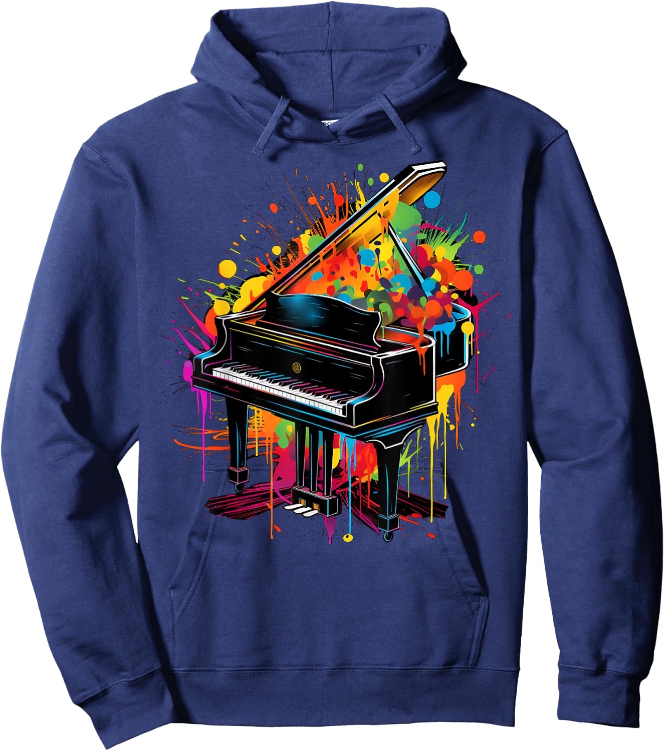 Artistic Colorful Pop Art painted Piano Hoodie - Hoodie | Navy