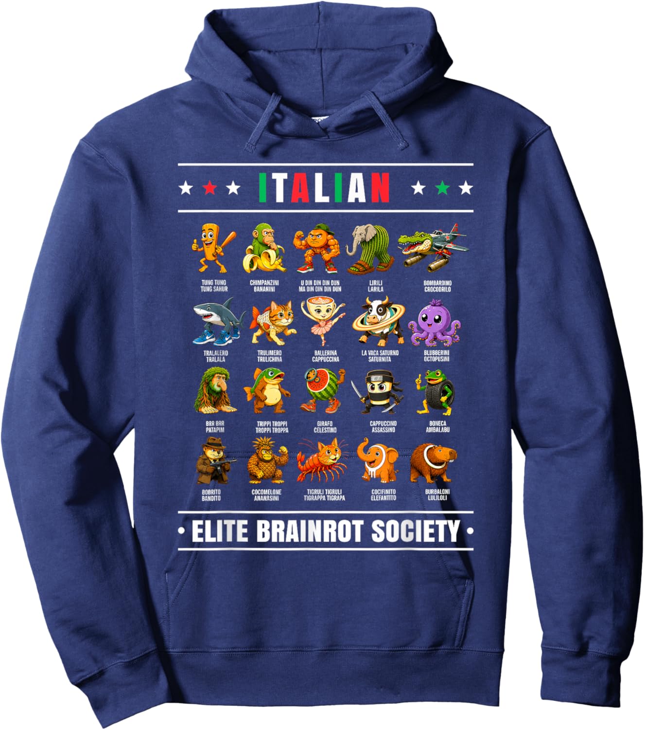 Italian Brainrot Shirt Italian Brainrot Funny Memes for Boys Hoodie - Hoodie | Navy