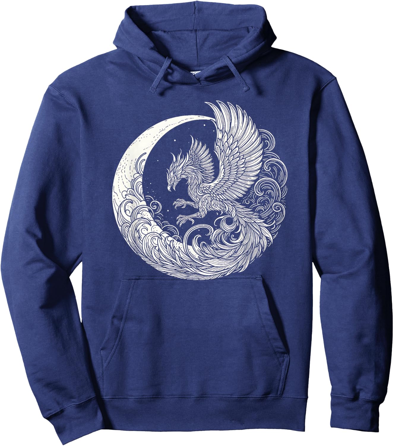 Phoenix and Moon Graphic Design and Men Hoodie - Hoodie | Navy