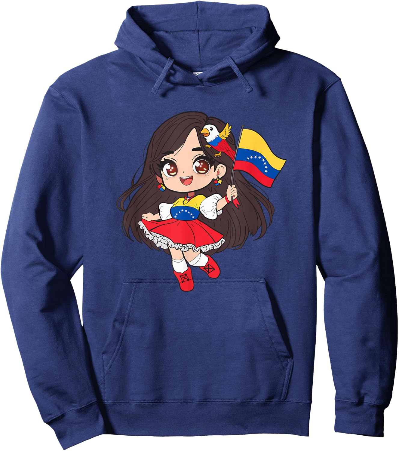 Venezuela Woman Venezuelan Flag Day Hispanic Girl Hoodie - Hoodie | Navy