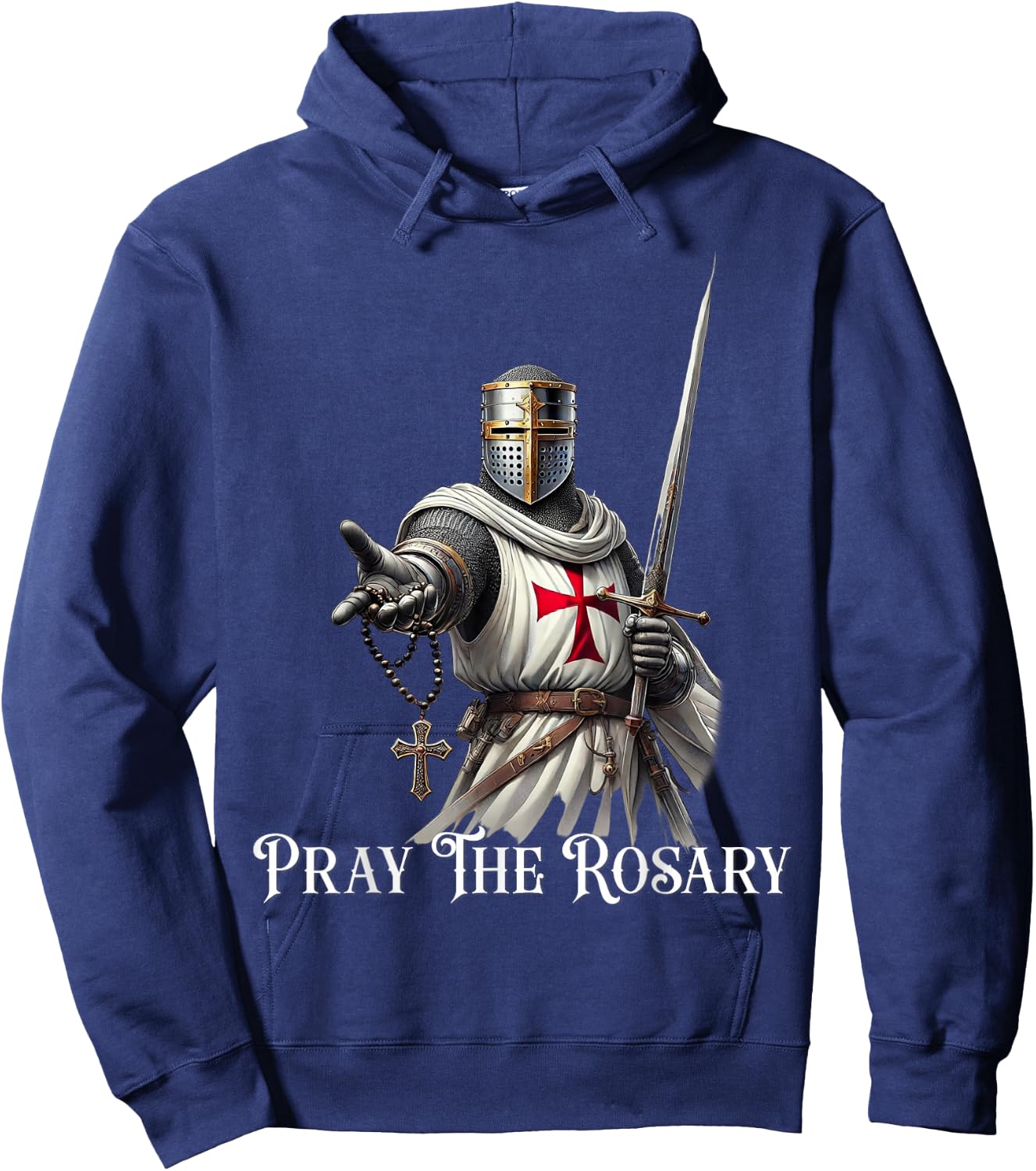 Catholic Knight Templar Latin Crusader Cross Hoodie - Hoodie | Navy