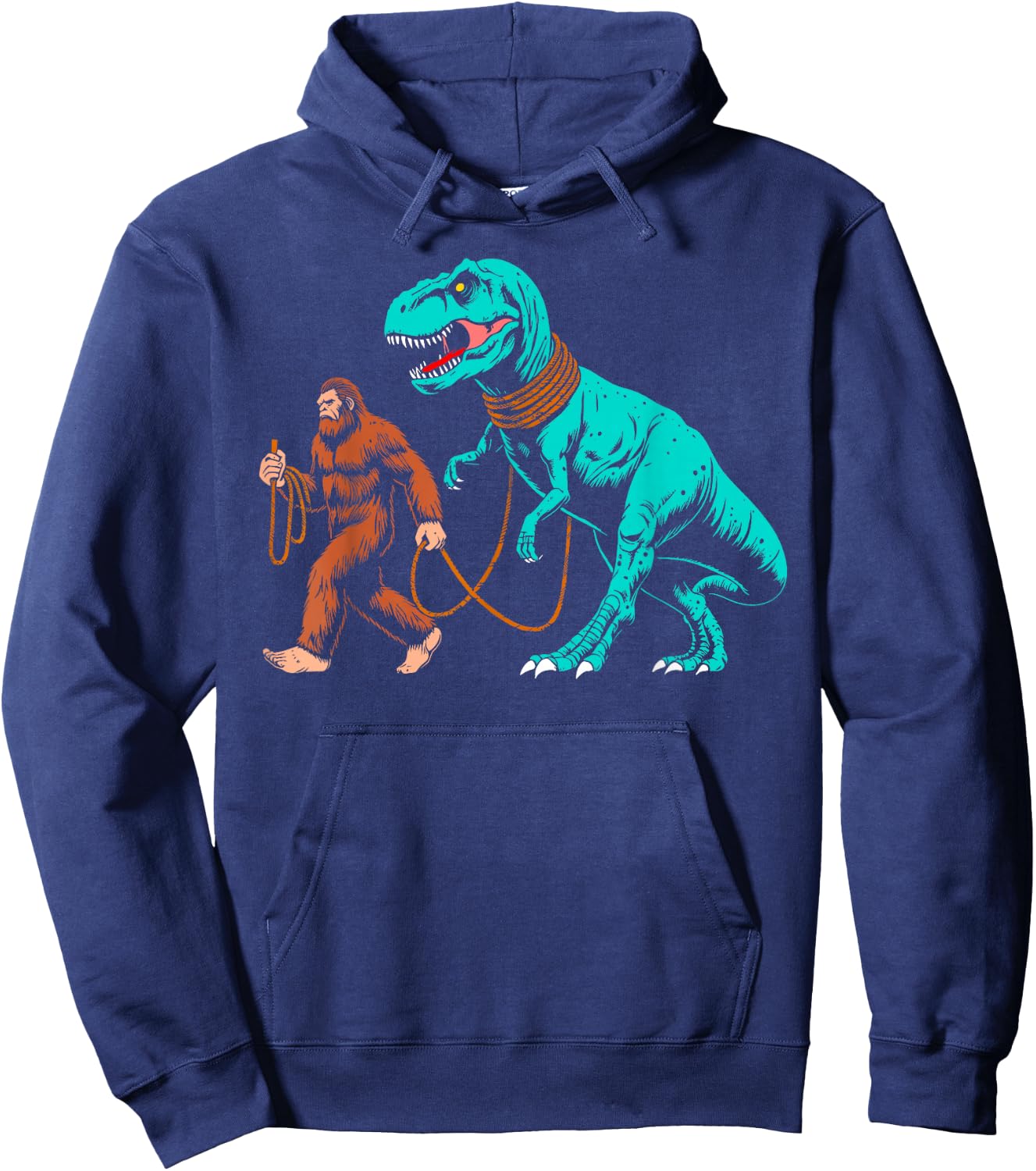 Bigfoot walking the dinosaur sasquatch Walk t rex kids boys Hoodie - Hoodie | Navy