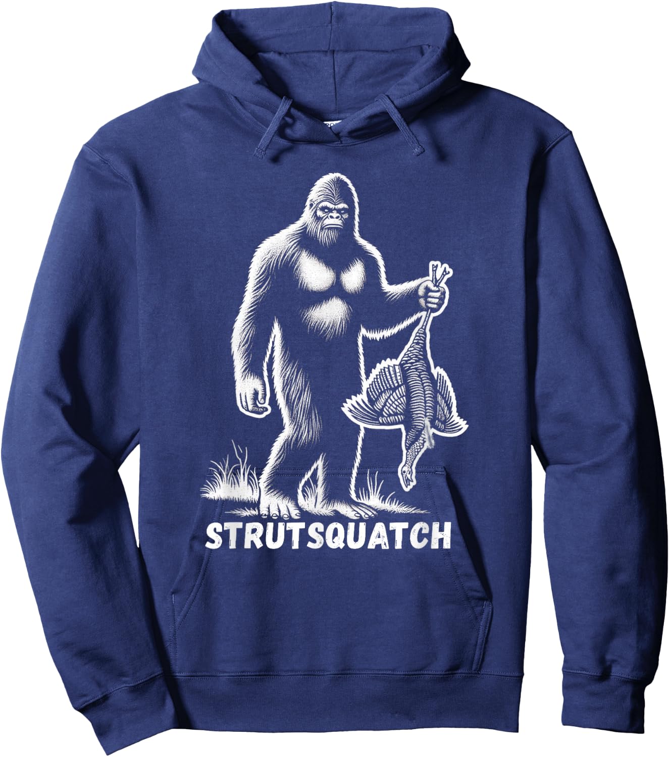 Strutsquatch Bigfoot Sasquatch Funny Youth Turkey Hunting Hoodie - Hoodie | Navy