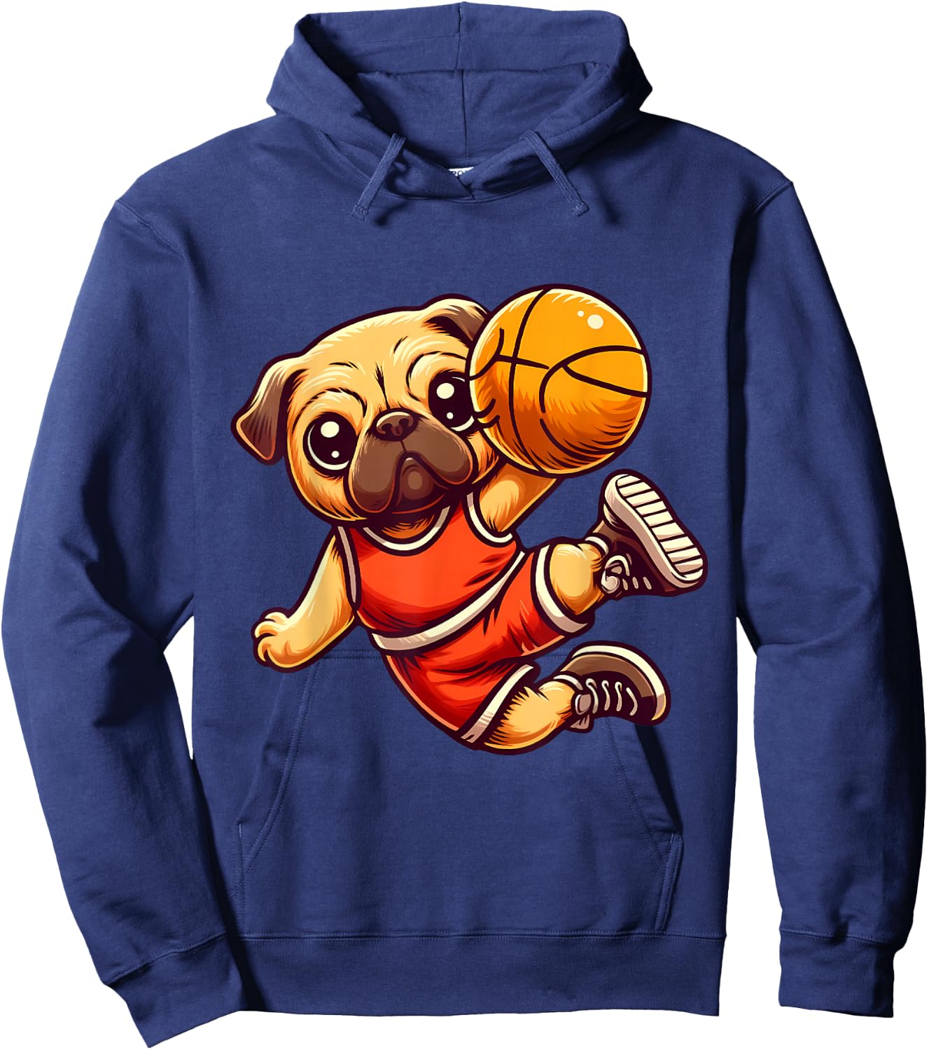 Pug Basketball Player Dog Lover Men Women Kids Hoodie - Hoodie | Navy